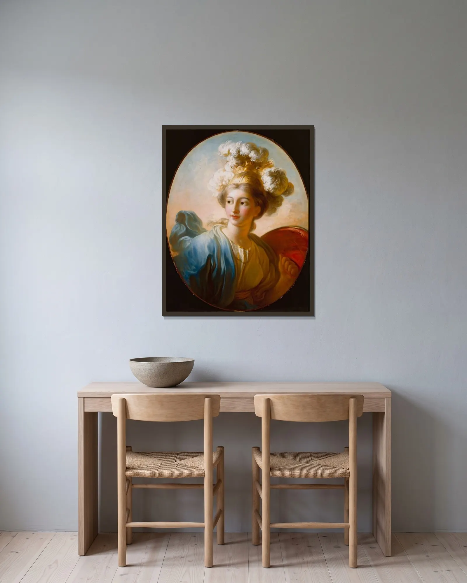 The Goddess Minerva av Jean-Honoré Fragonard inramad på en vägg