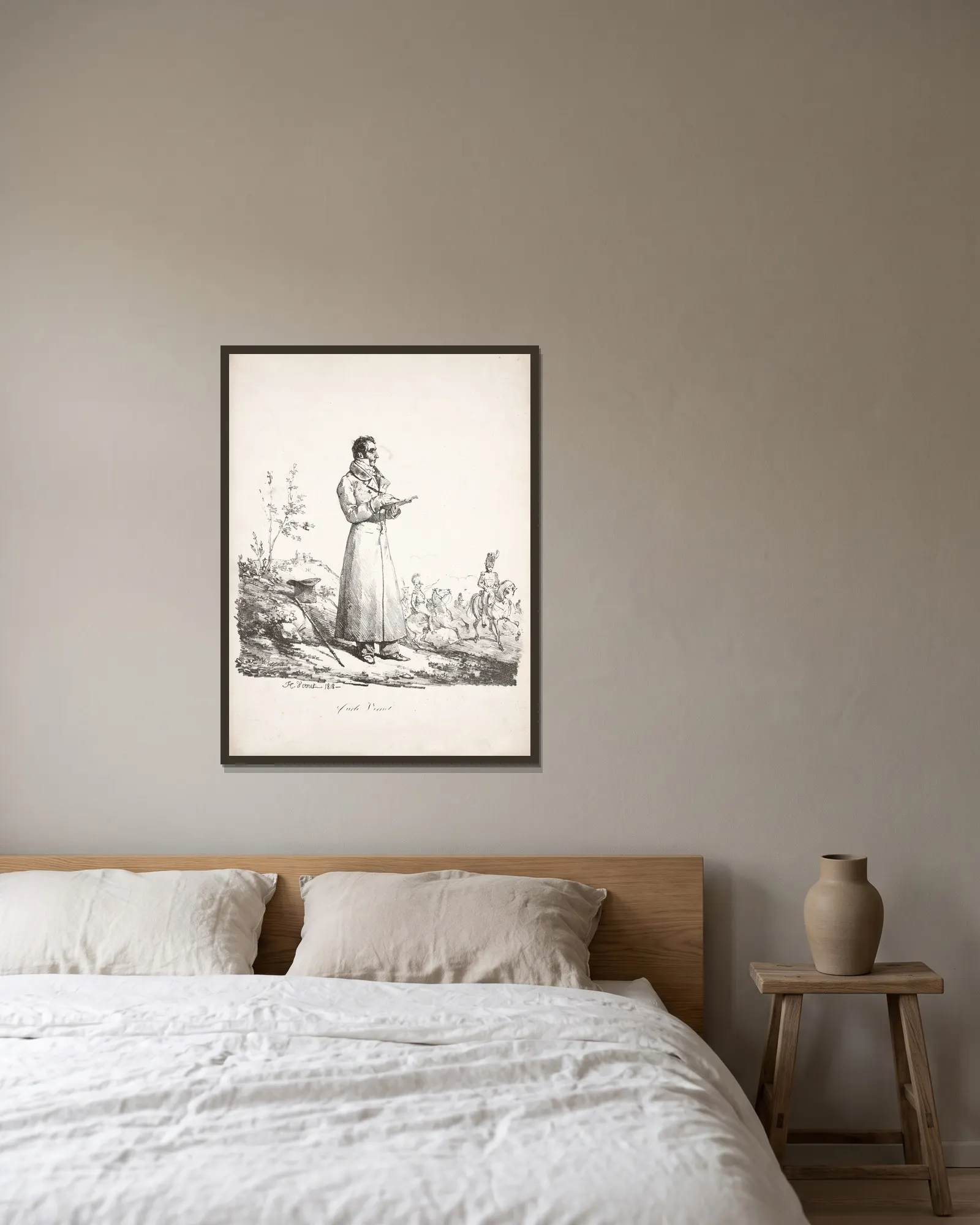 Carle Vernet av Horace Vernet inramad på en vägg