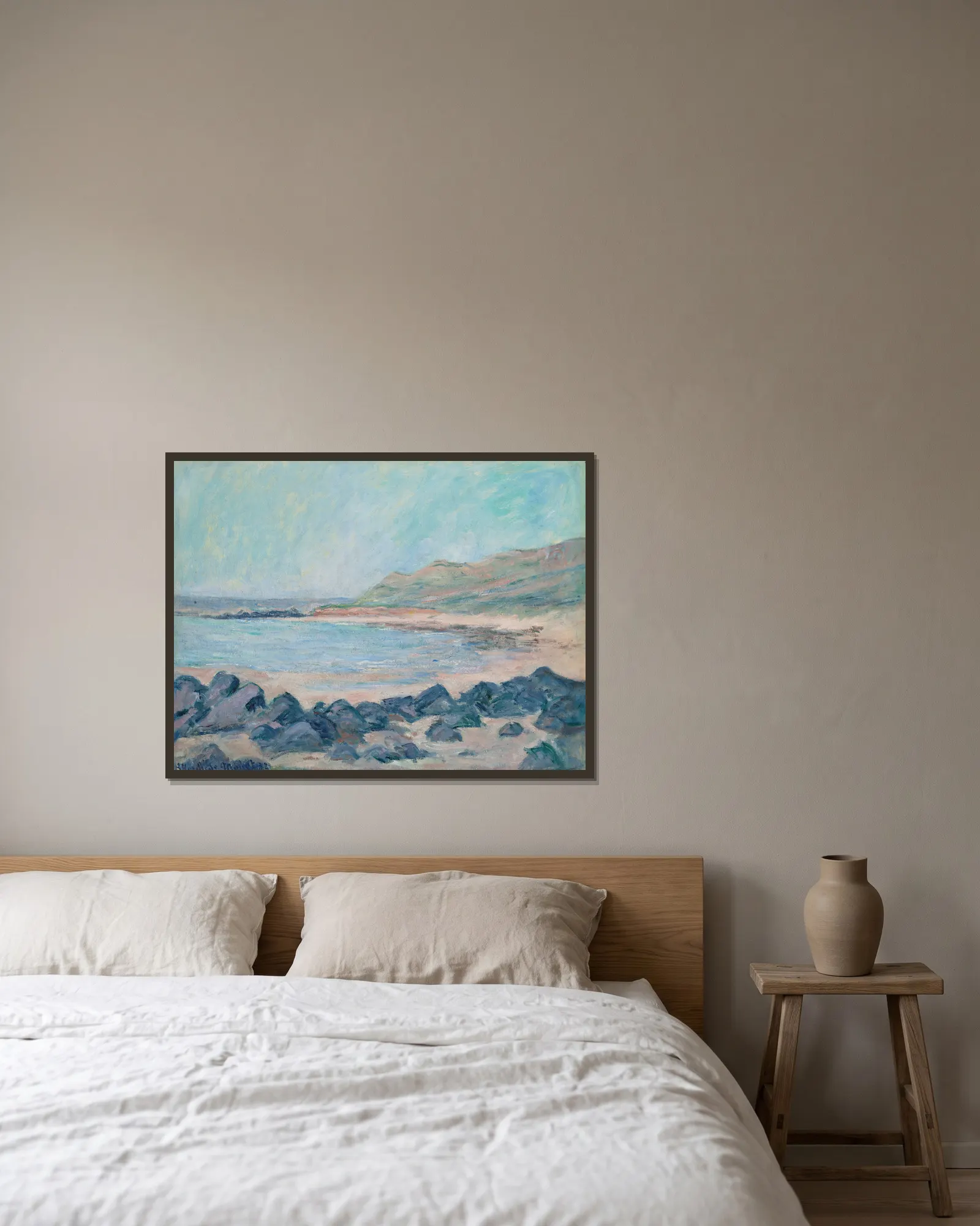 Bords de mer av Blanche Hoschedé-Monet inramad på en vägg