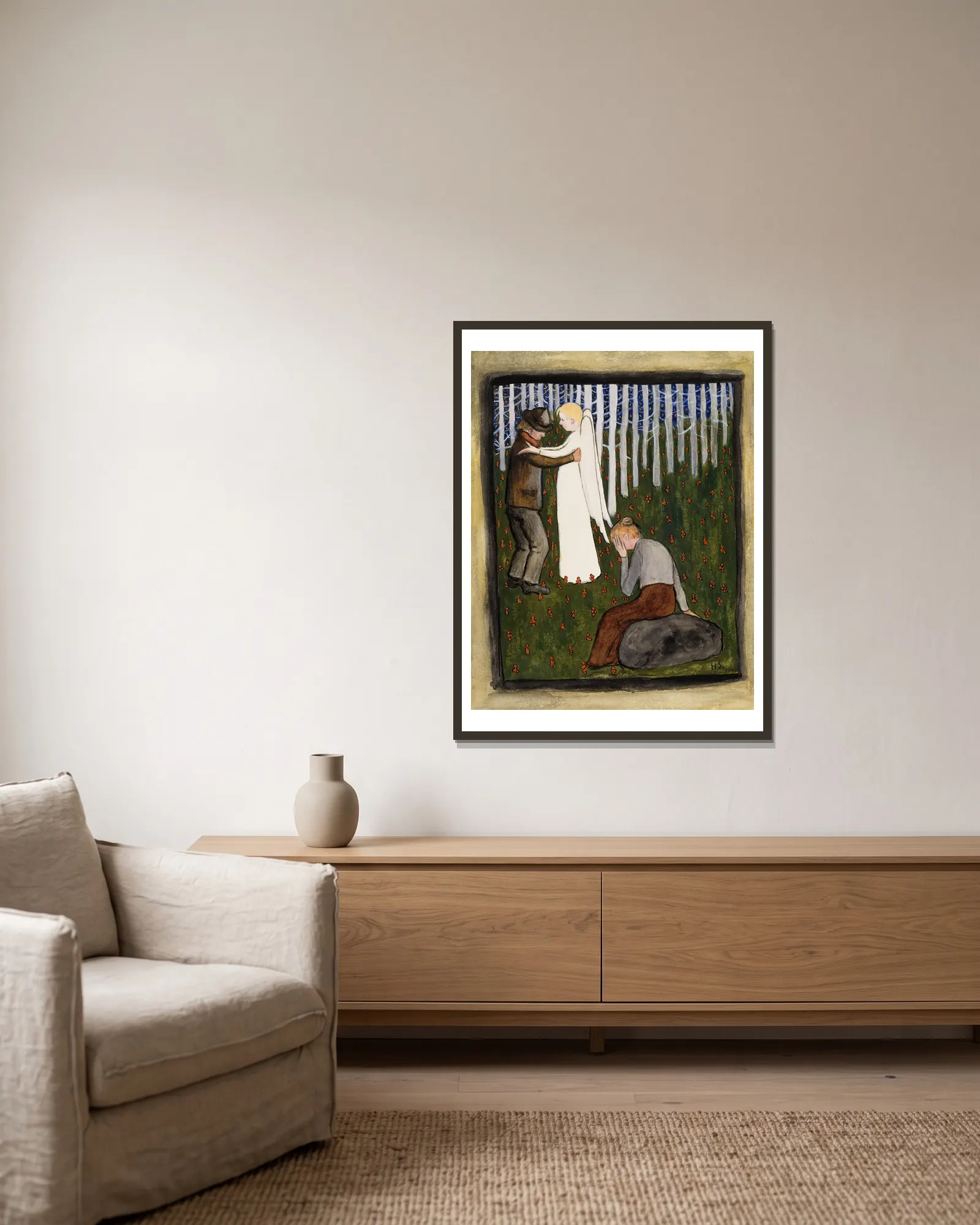 Dream av Hugo Simberg inramad på en vägg