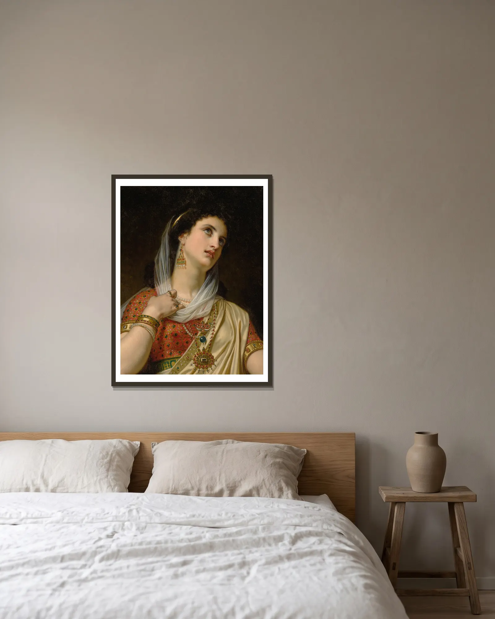 Queen Esther av Hugues Merle inramad på en vägg