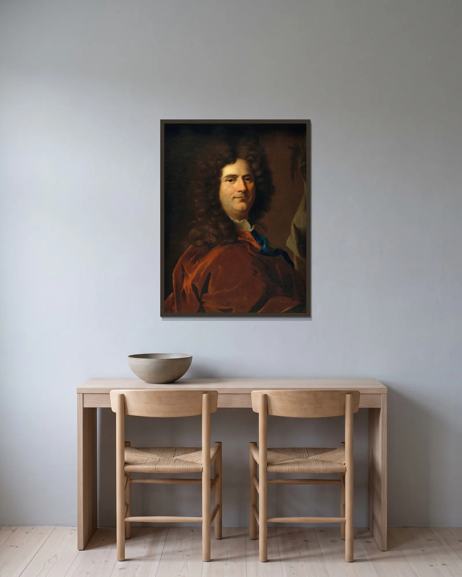 Self-portrait (from 1700 until 1710) av Hyacinthe Rigaud inramad på en vägg