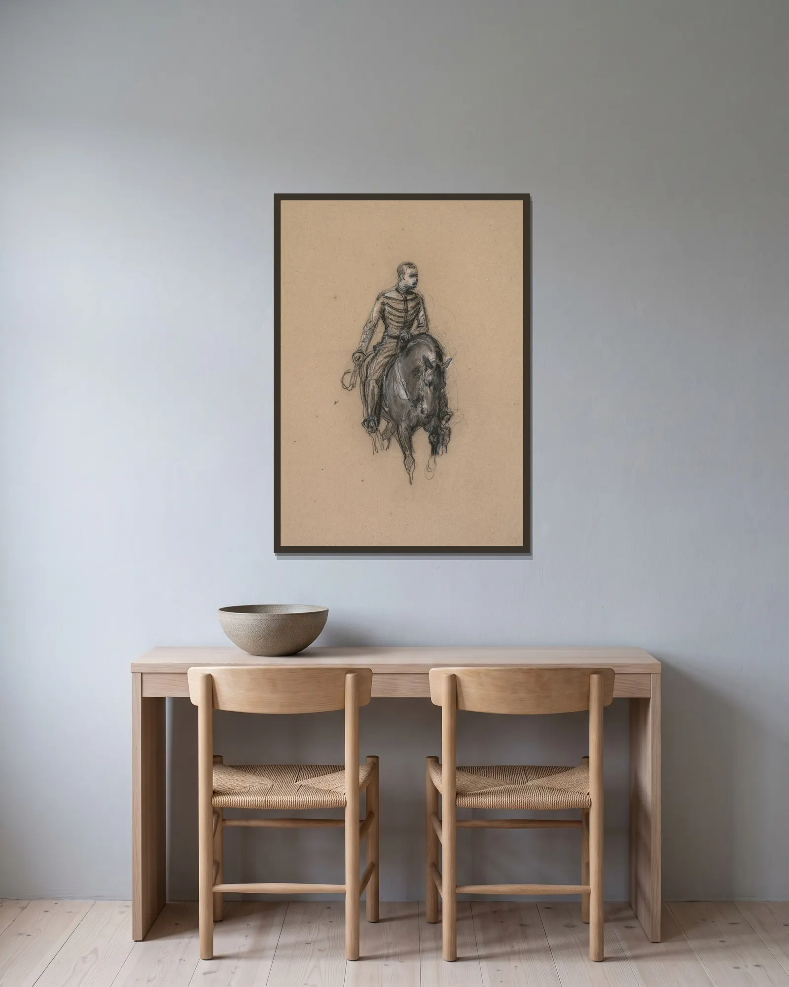Militaire a cheval (Soldier on Horseback) av Isidore Pils inramad på en vägg