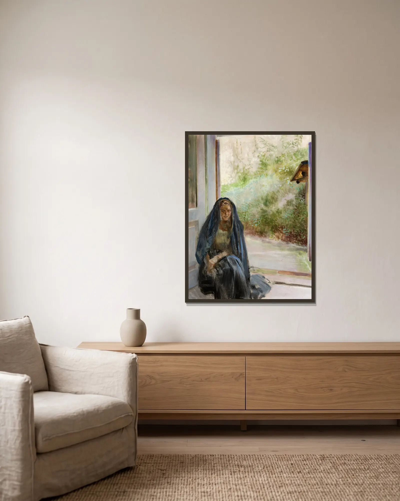 My Models – Triptych (Right Part) av Jacek Malczewski inramad på en vägg