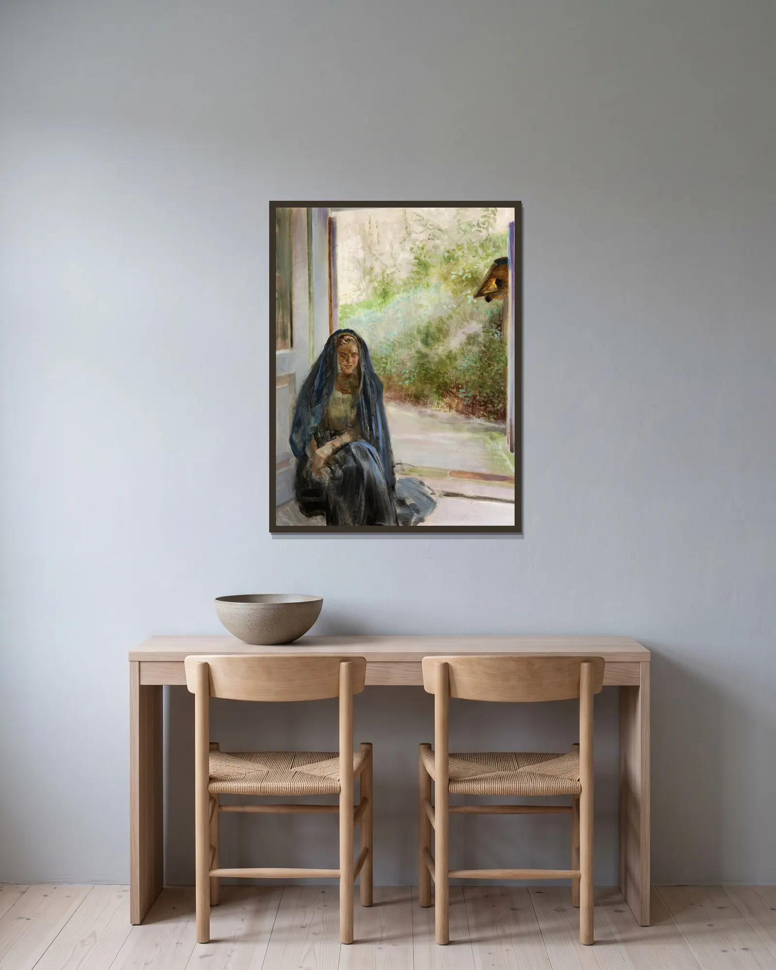 My Models – Triptych (Right Part) av Jacek Malczewski inramad på en vägg