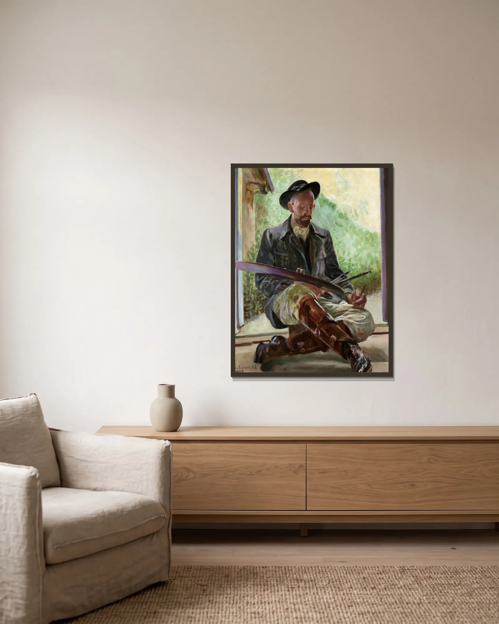 My Models – Triptych (Central Part) av Jacek Malczewski inramad på en vägg