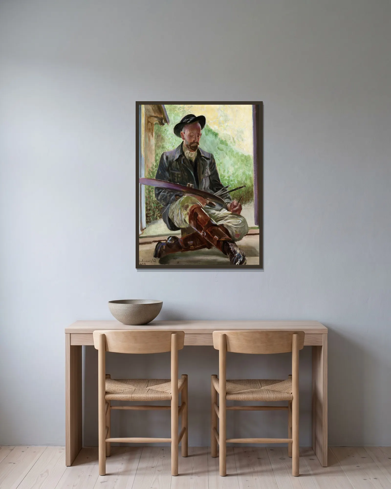 My Models – Triptych (Central Part) av Jacek Malczewski inramad på en vägg