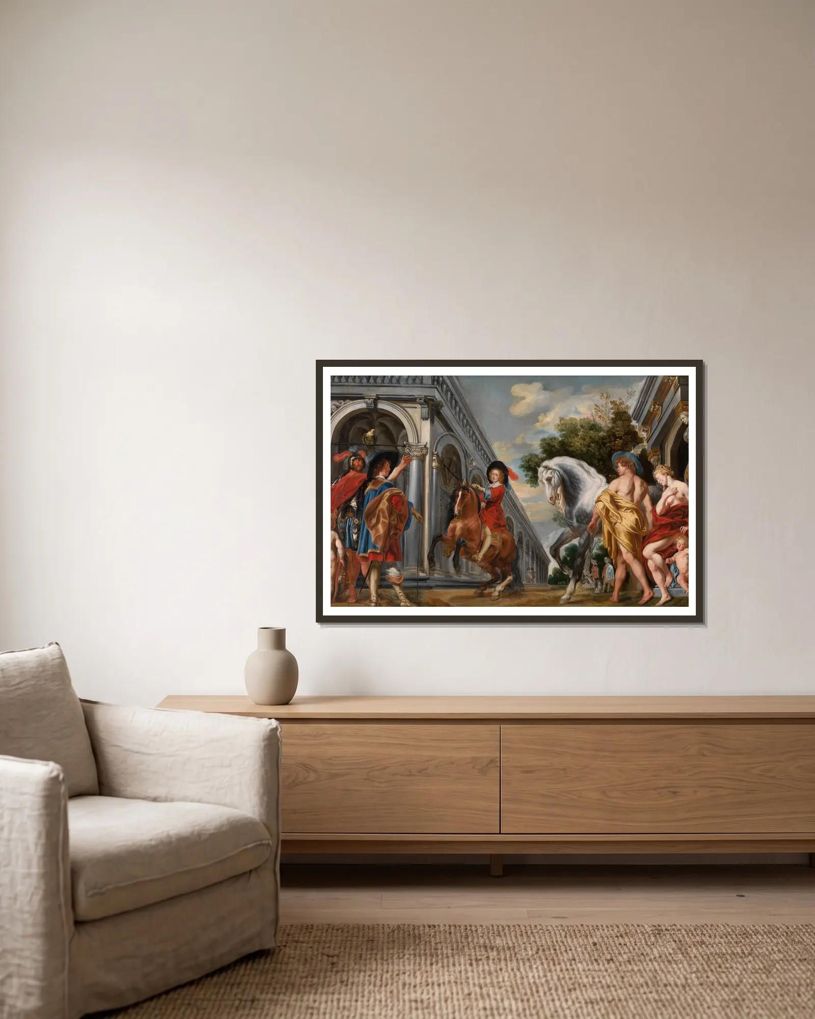 Levade av Jacob Jordaens inramad på en vägg