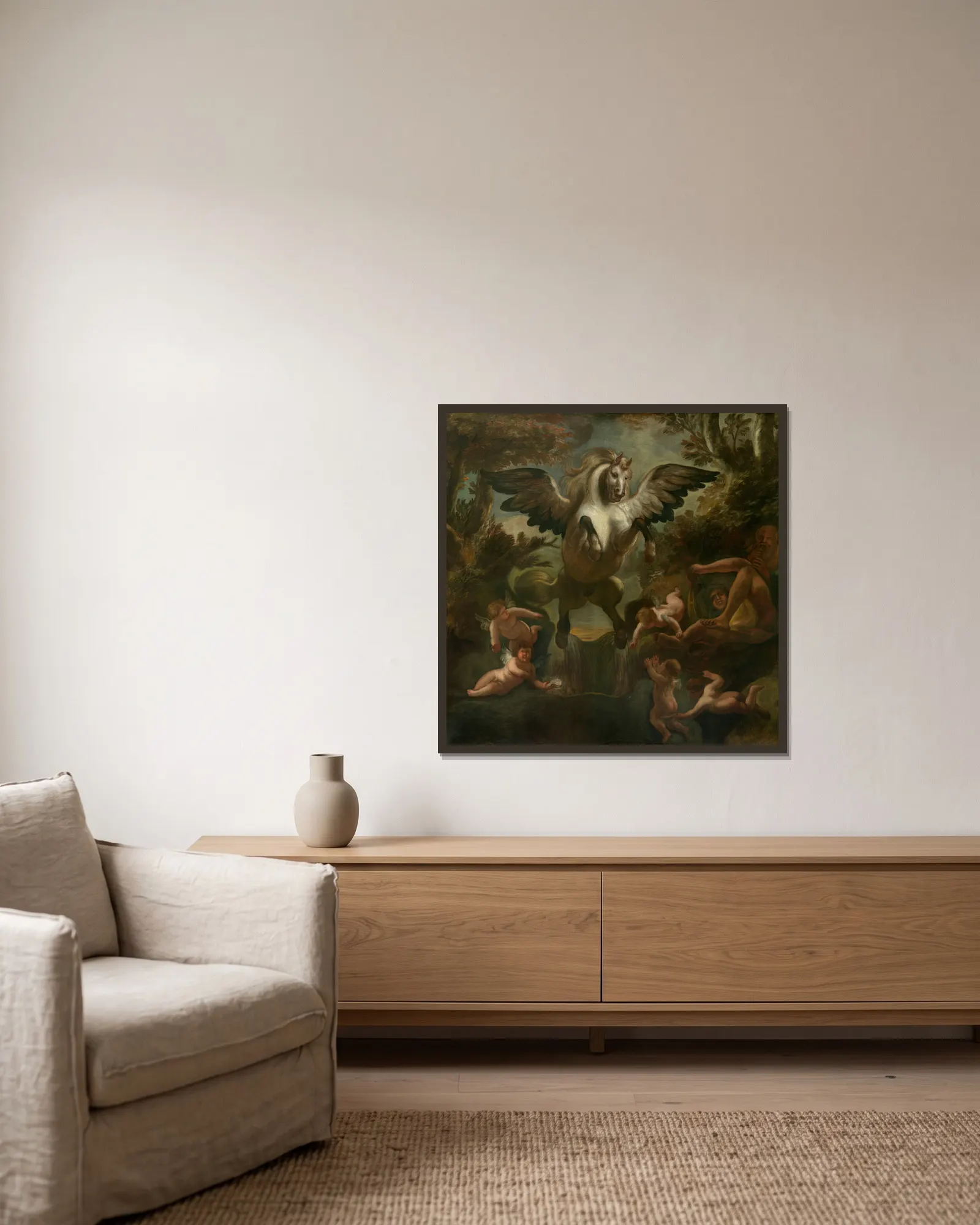 Pegasus av Jacob Jordaens inramad på en vägg