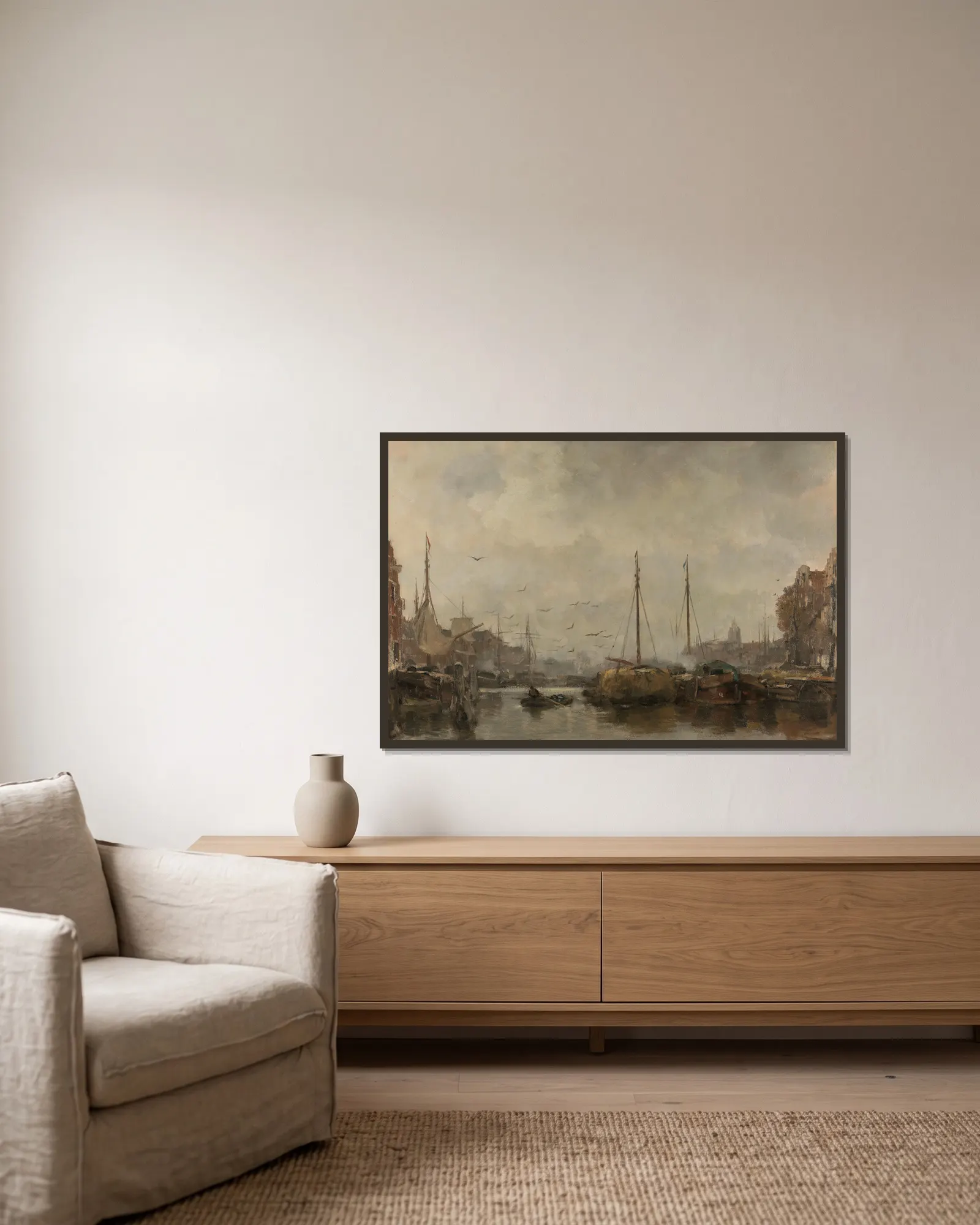 Cityscape av Jacob Maris inramad på en vägg