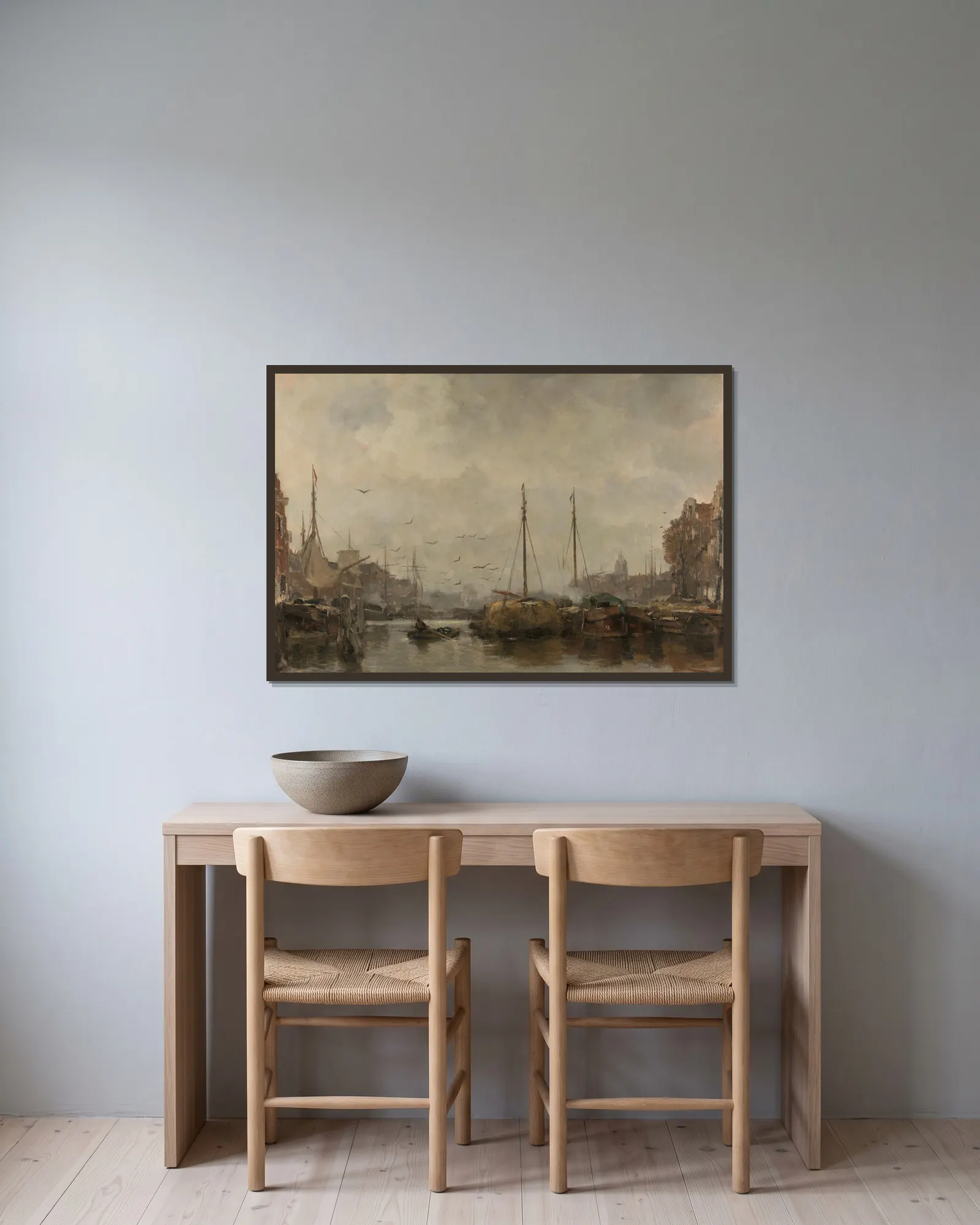 Cityscape av Jacob Maris inramad på en vägg