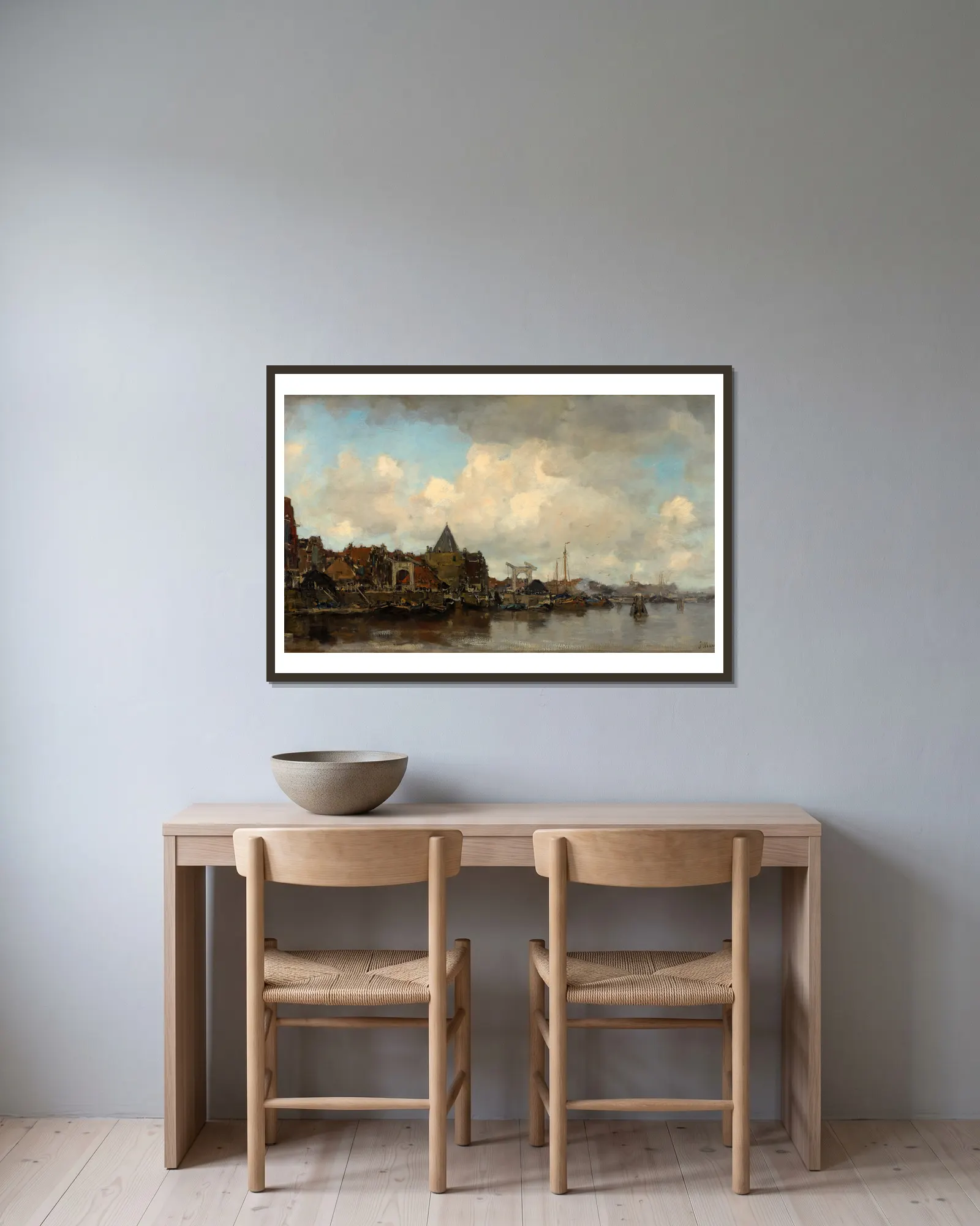 The Schreierstoren av Jacob Maris inramad på en vägg
