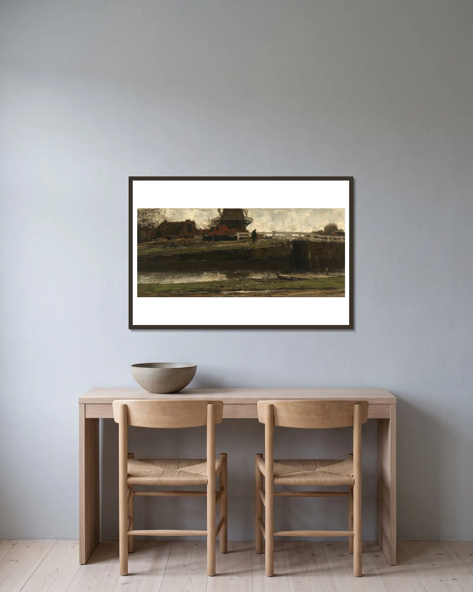 The Truncated Windmill av Jacob Maris inramad på en vägg