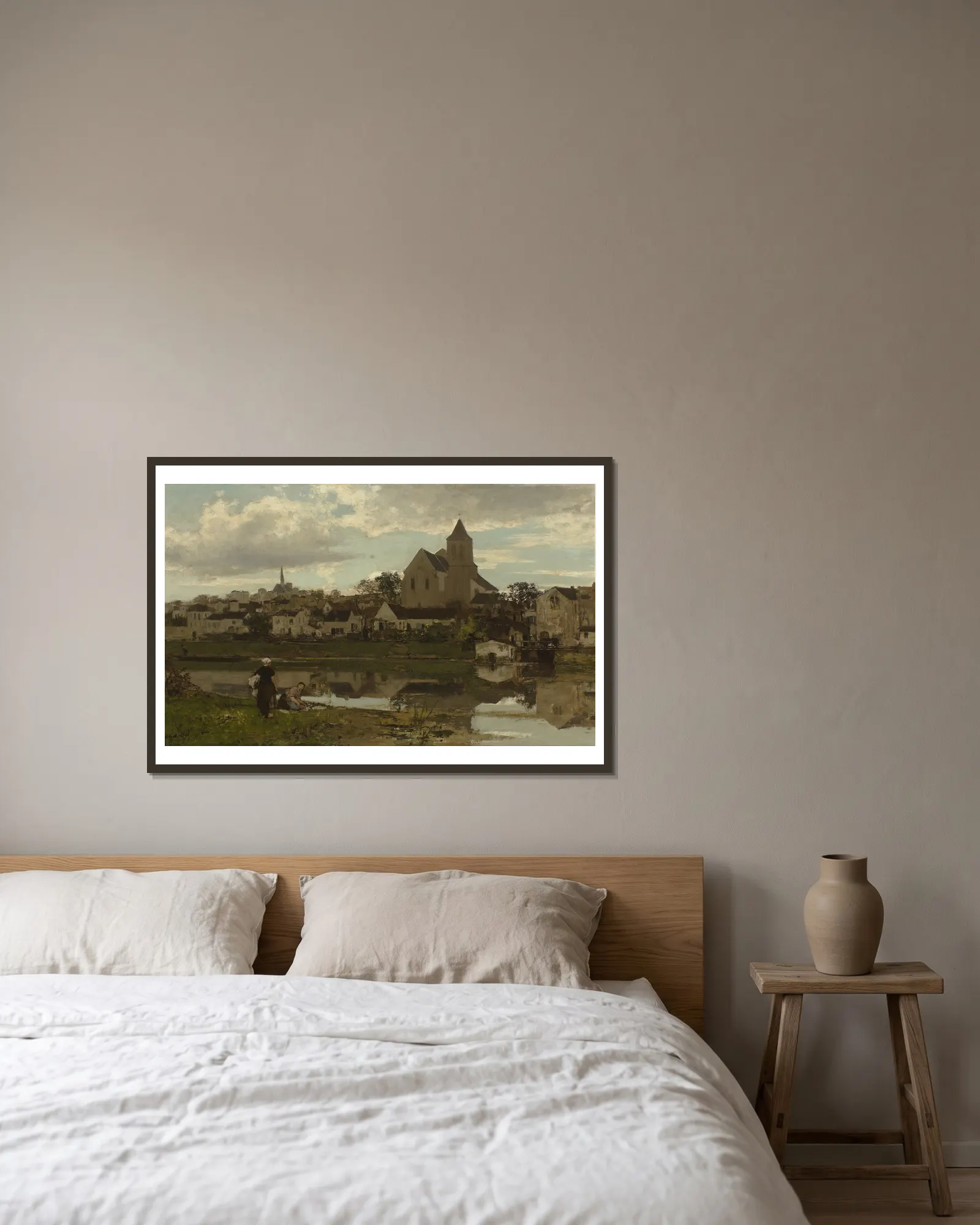 View at Montigny-sur-Loing av Jacob Maris inramad på en vägg