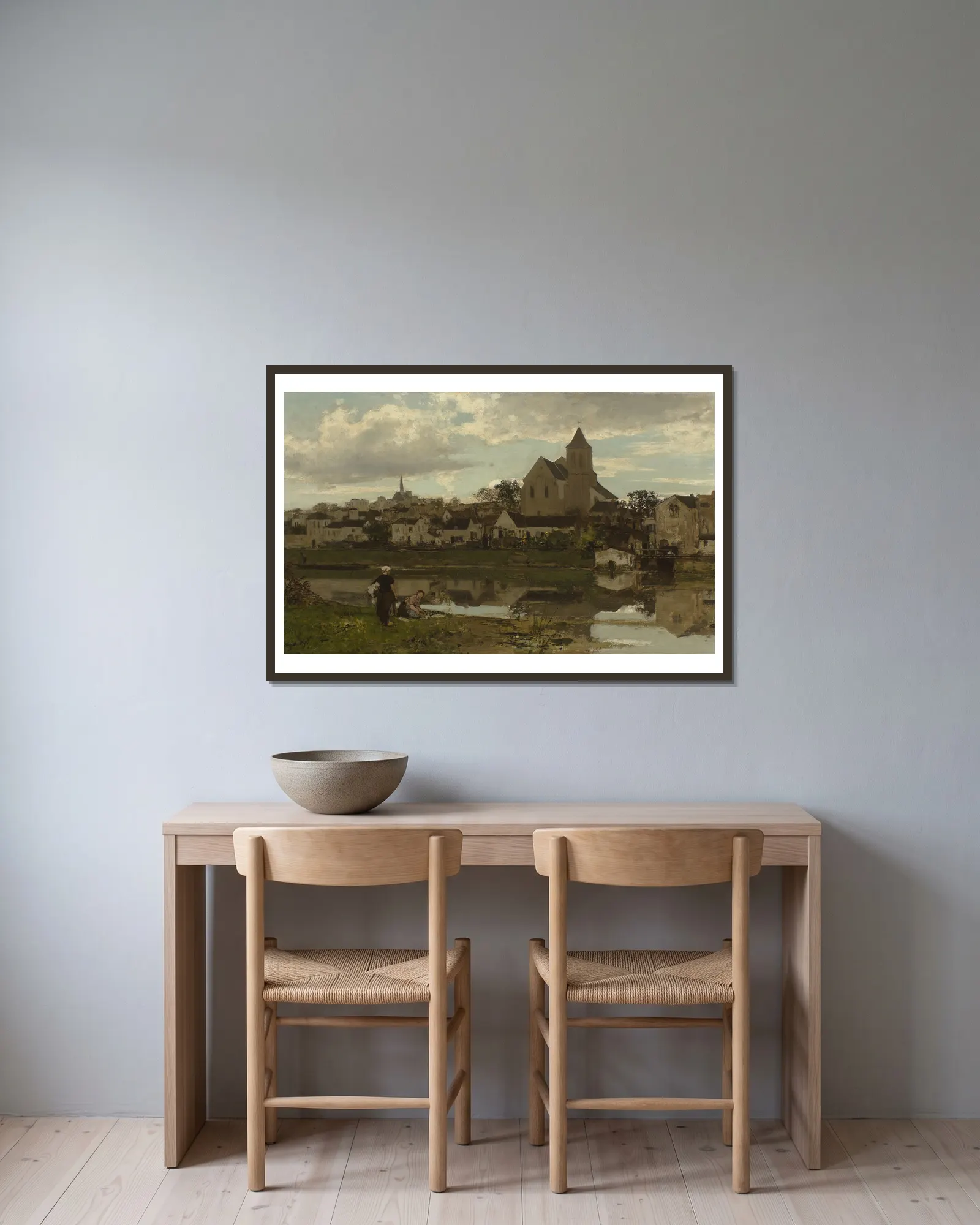 View at Montigny-sur-Loing av Jacob Maris inramad på en vägg