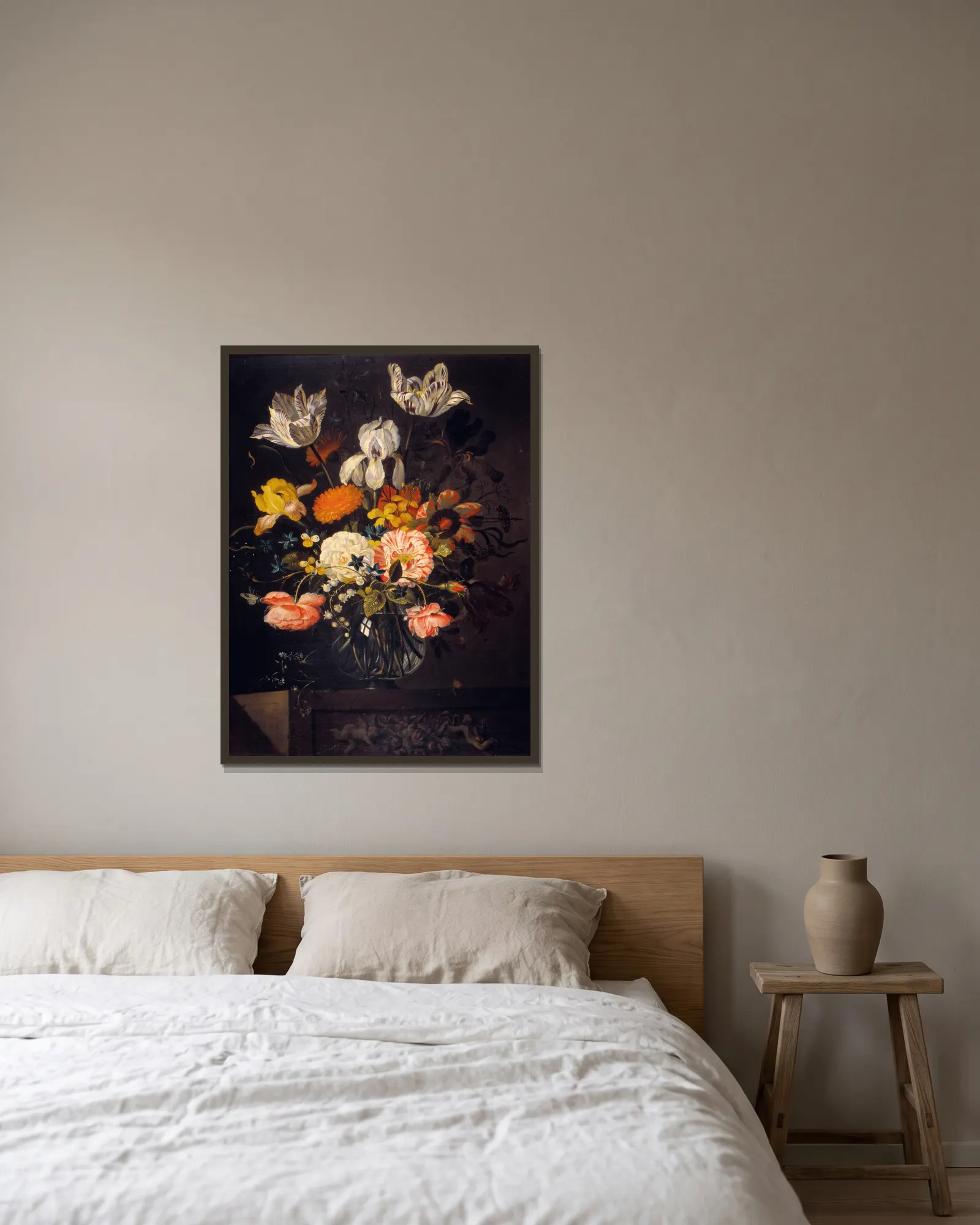 Still-Life with Flowers av Jacob Marrel inramad på en vägg