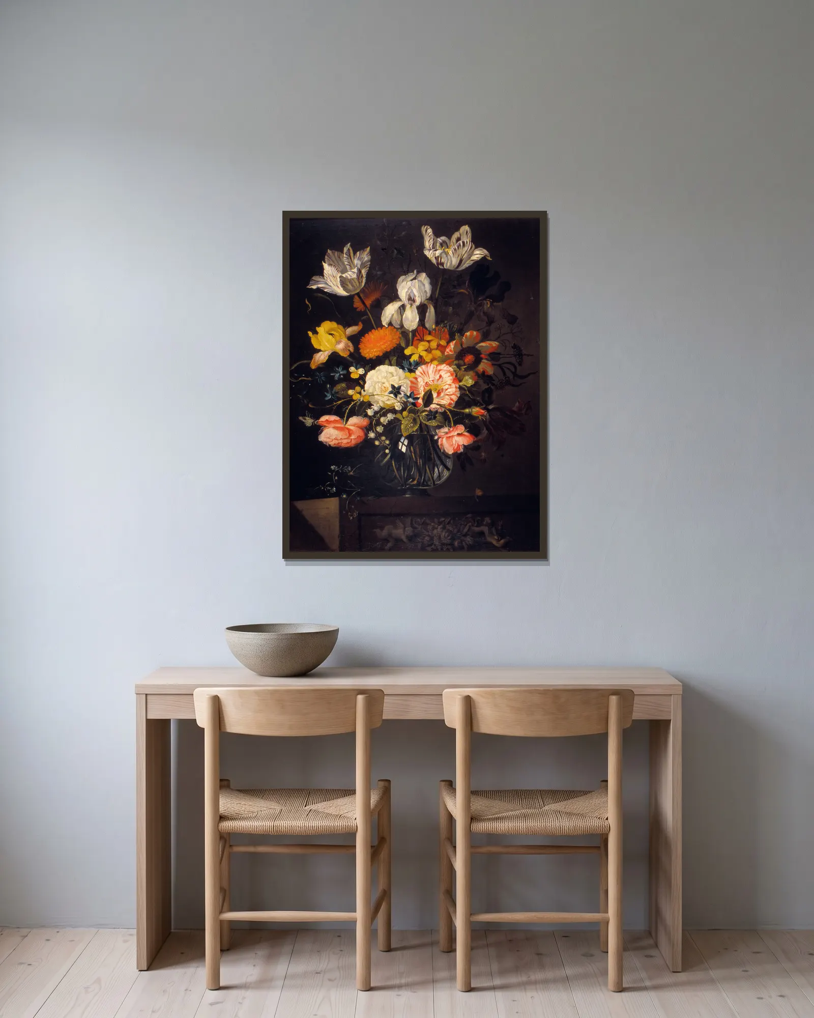 Still-Life with Flowers av Jacob Marrel inramad på en vägg