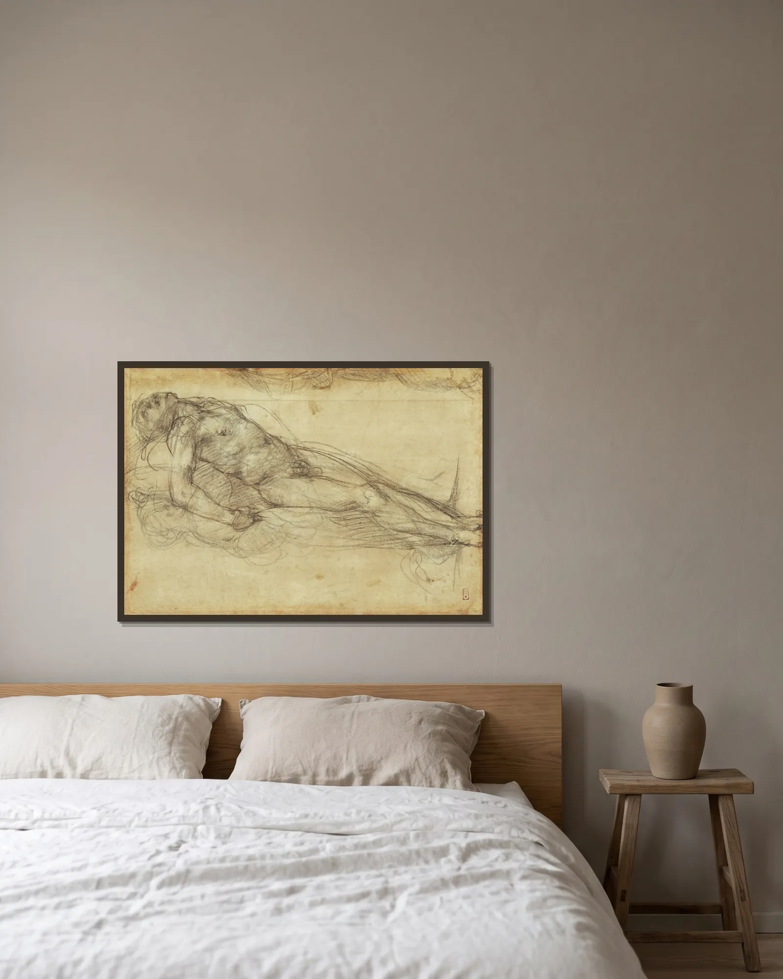 Dead Christ av Pontormo (Jacopo Carucci) inramad på en vägg