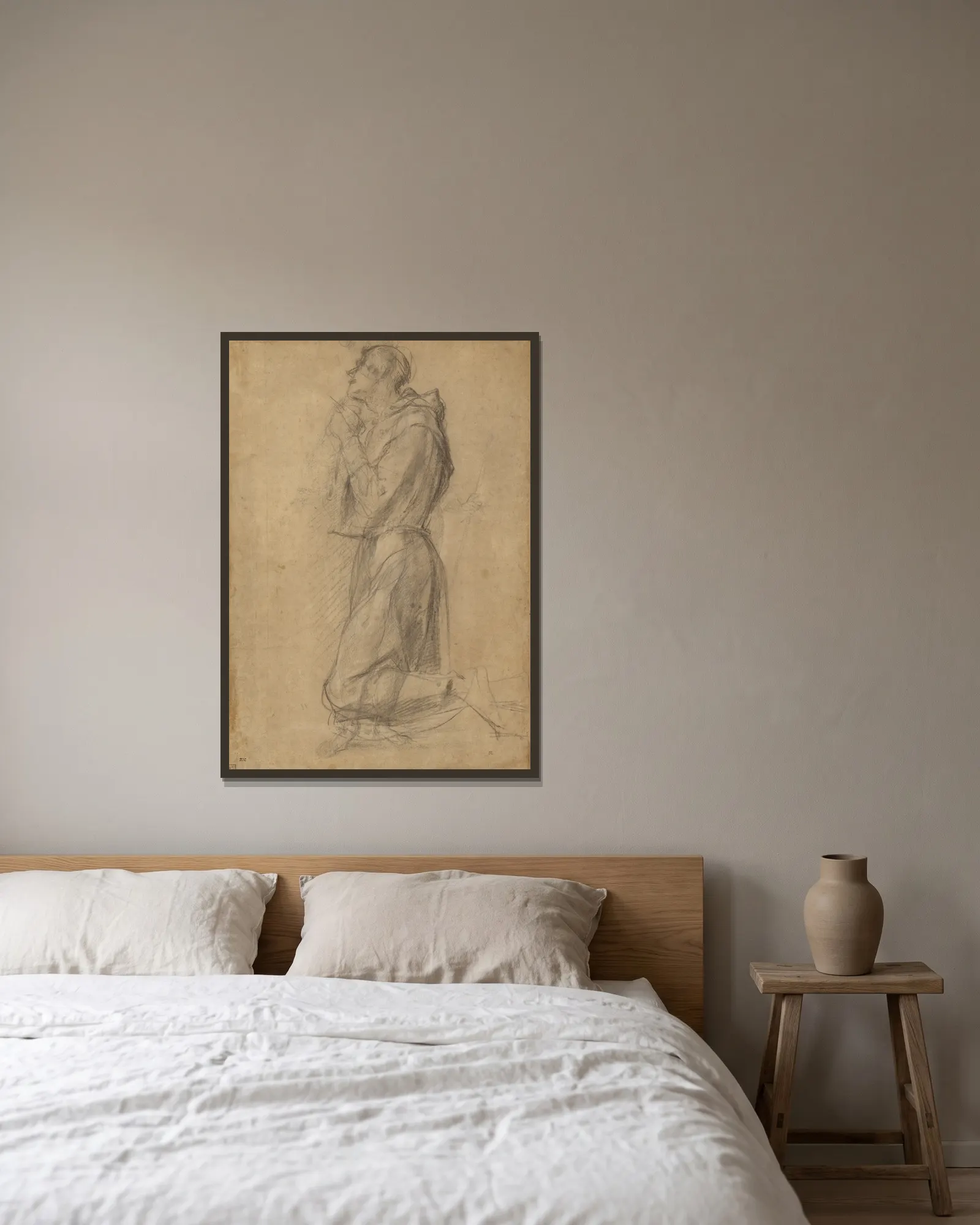 Saint Francis av Pontormo (Jacopo Carucci) inramad på en vägg