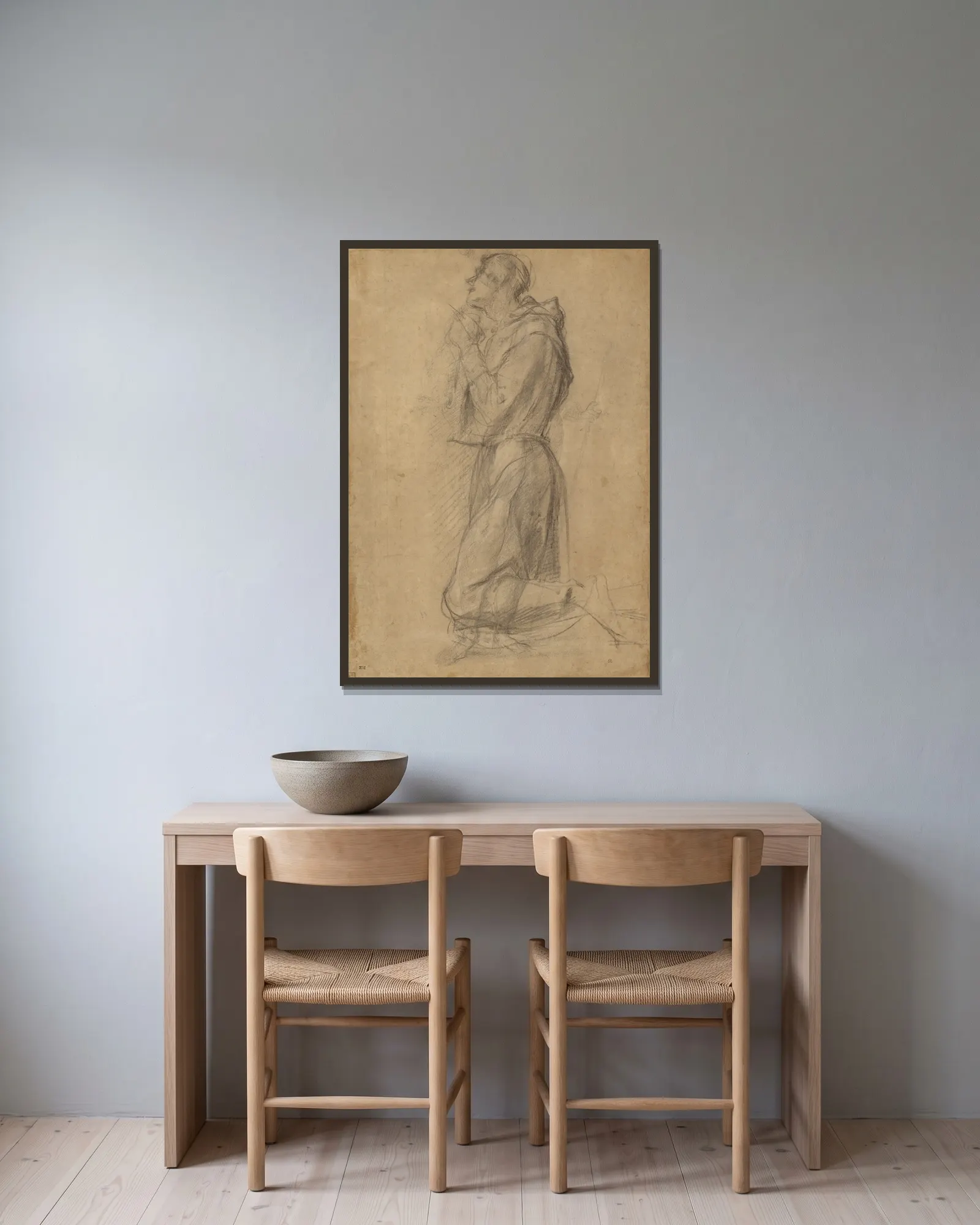 Saint Francis av Pontormo (Jacopo Carucci) inramad på en vägg