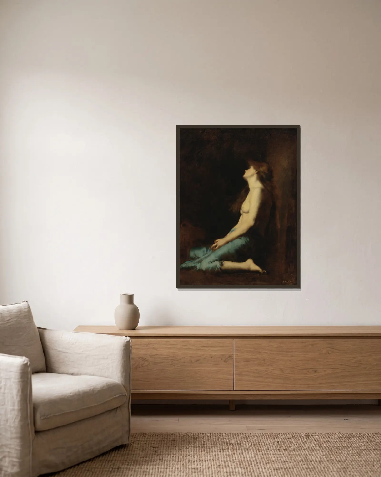 Mary Magdalene av Jean-Jacques Henner inramad på en vägg