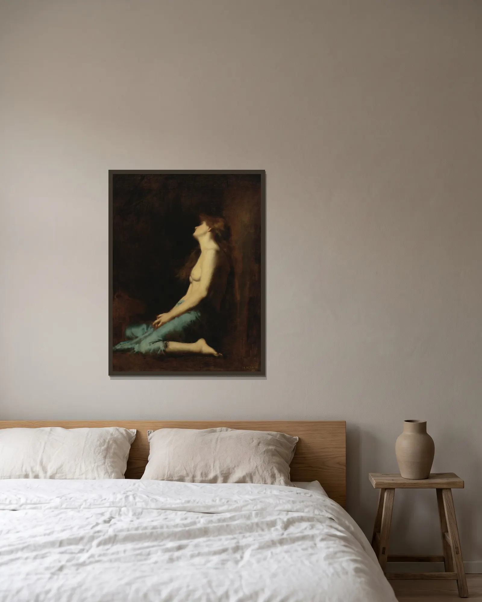 Mary Magdalene av Jean-Jacques Henner inramad på en vägg