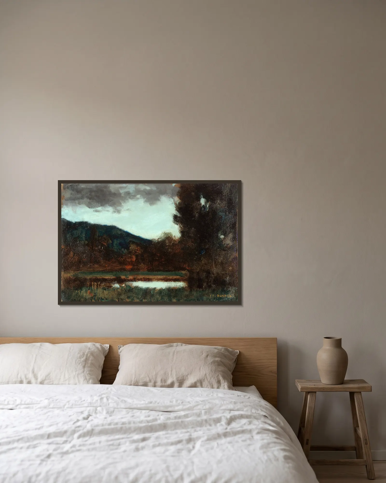 Paysage d’Alsace, crépuscule av Jean-Jacques Henner inramad på en vägg