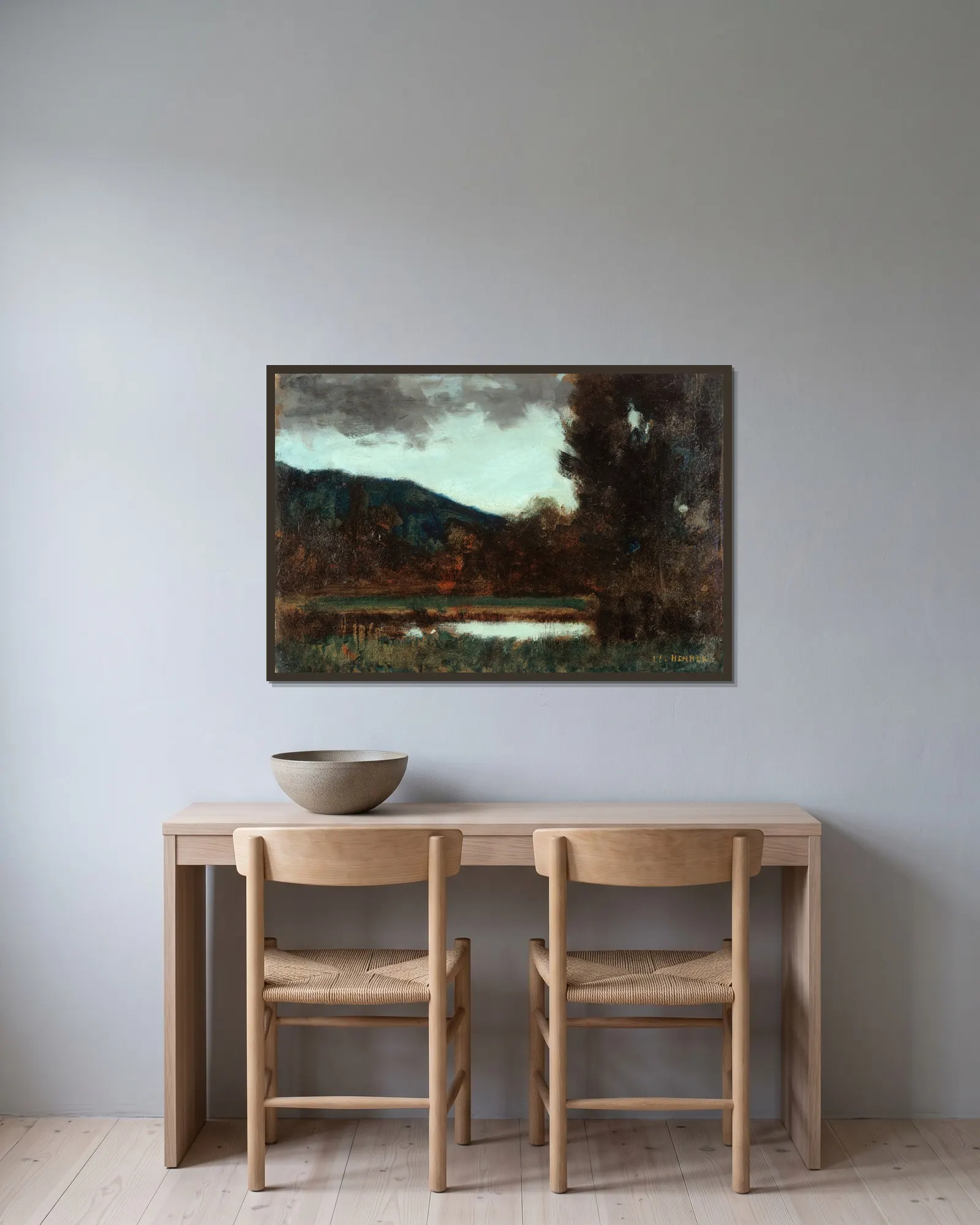 Paysage d’Alsace, crépuscule av Jean-Jacques Henner inramad på en vägg