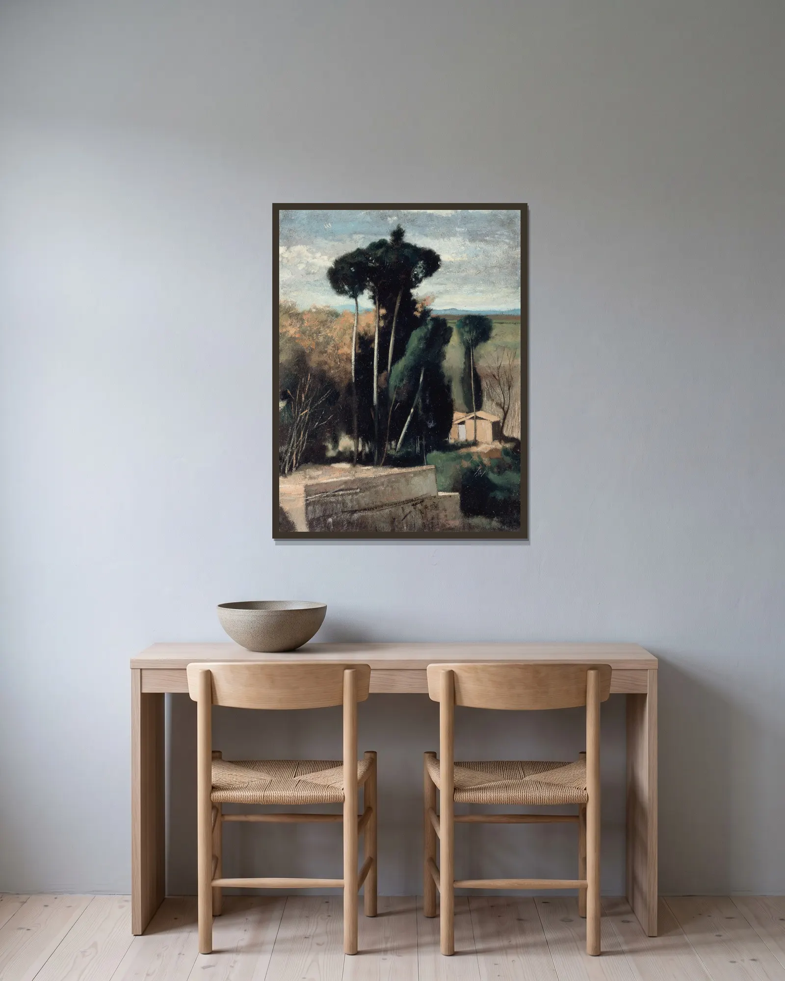 Paysage d’Italie av Jean-Jacques Henner inramad på en vägg