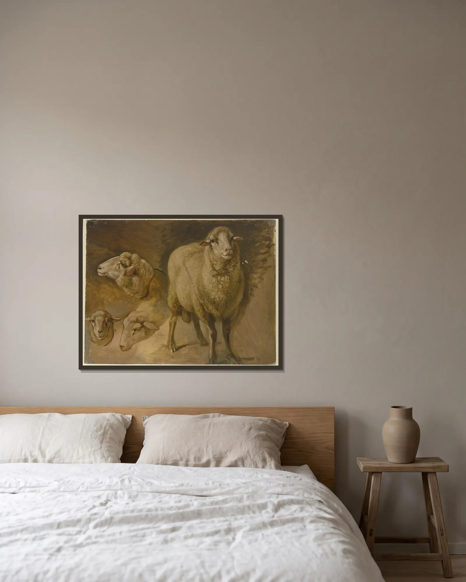 Sheep av Jakob Becker inramad på en vägg