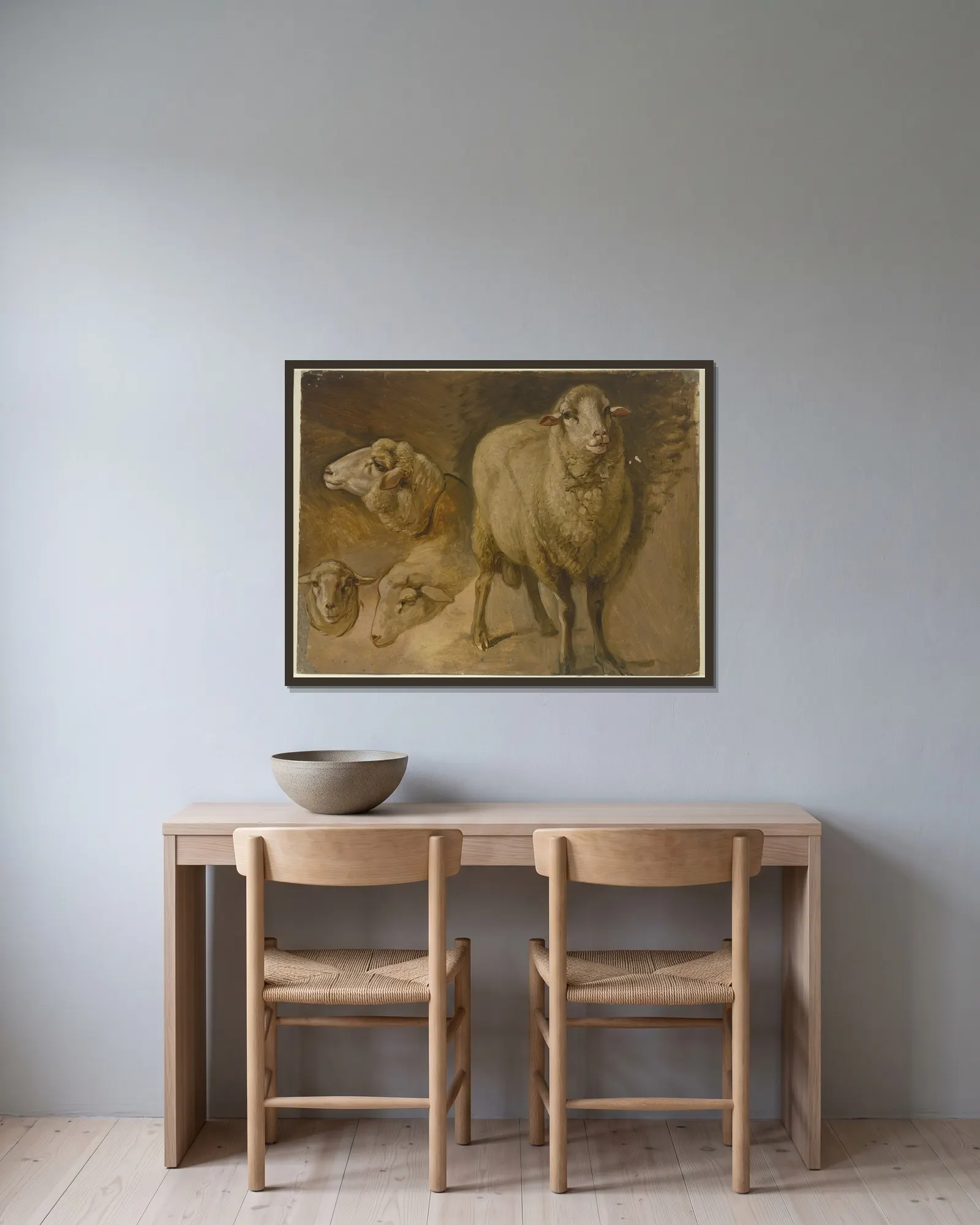 Sheep av Jakob Becker inramad på en vägg