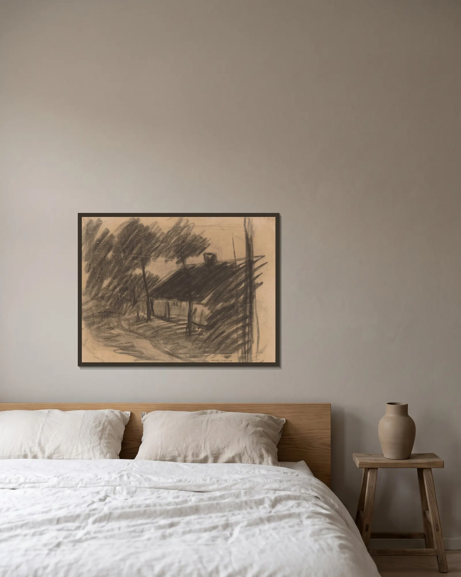 Farm surrounded by Trees av Jakob Smits inramad på en vägg