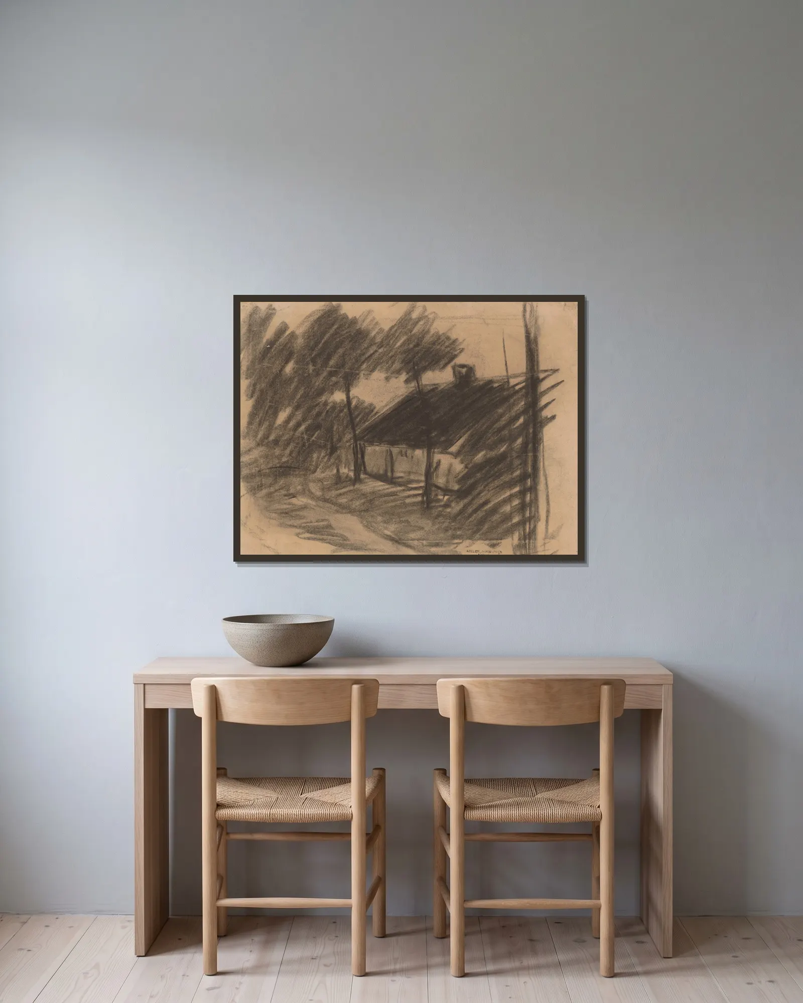 Farm surrounded by Trees av Jakob Smits inramad på en vägg