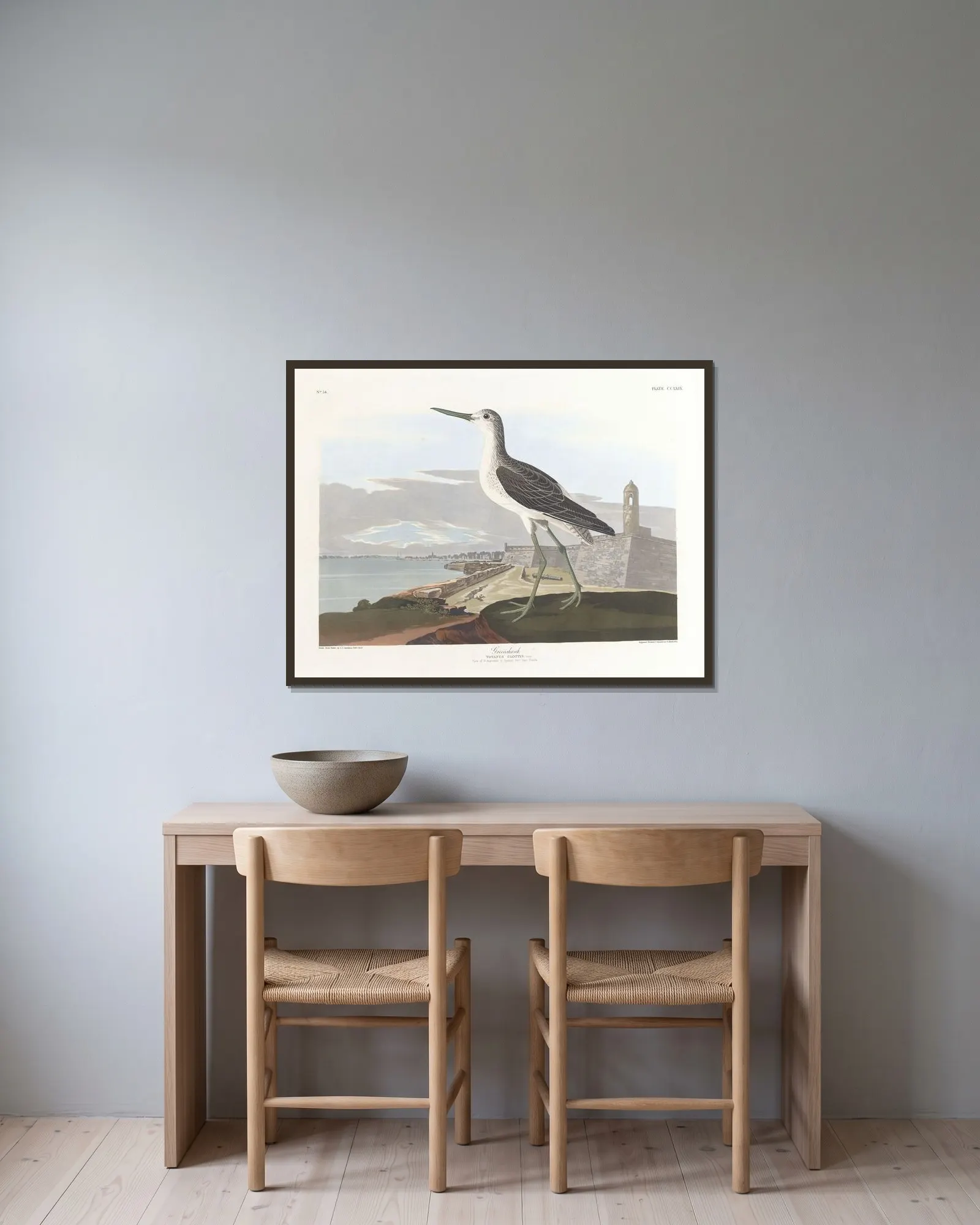 Greenshank av John James Audubon inramad på en vägg