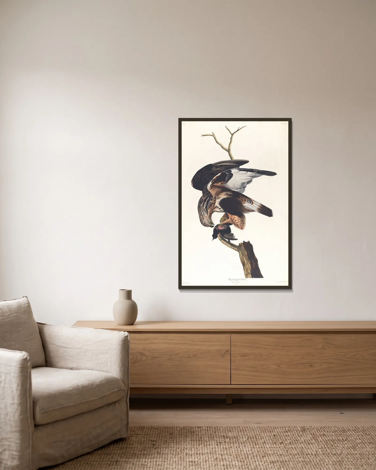 Rough-legged falcon av John James Audubon inramad på en vägg