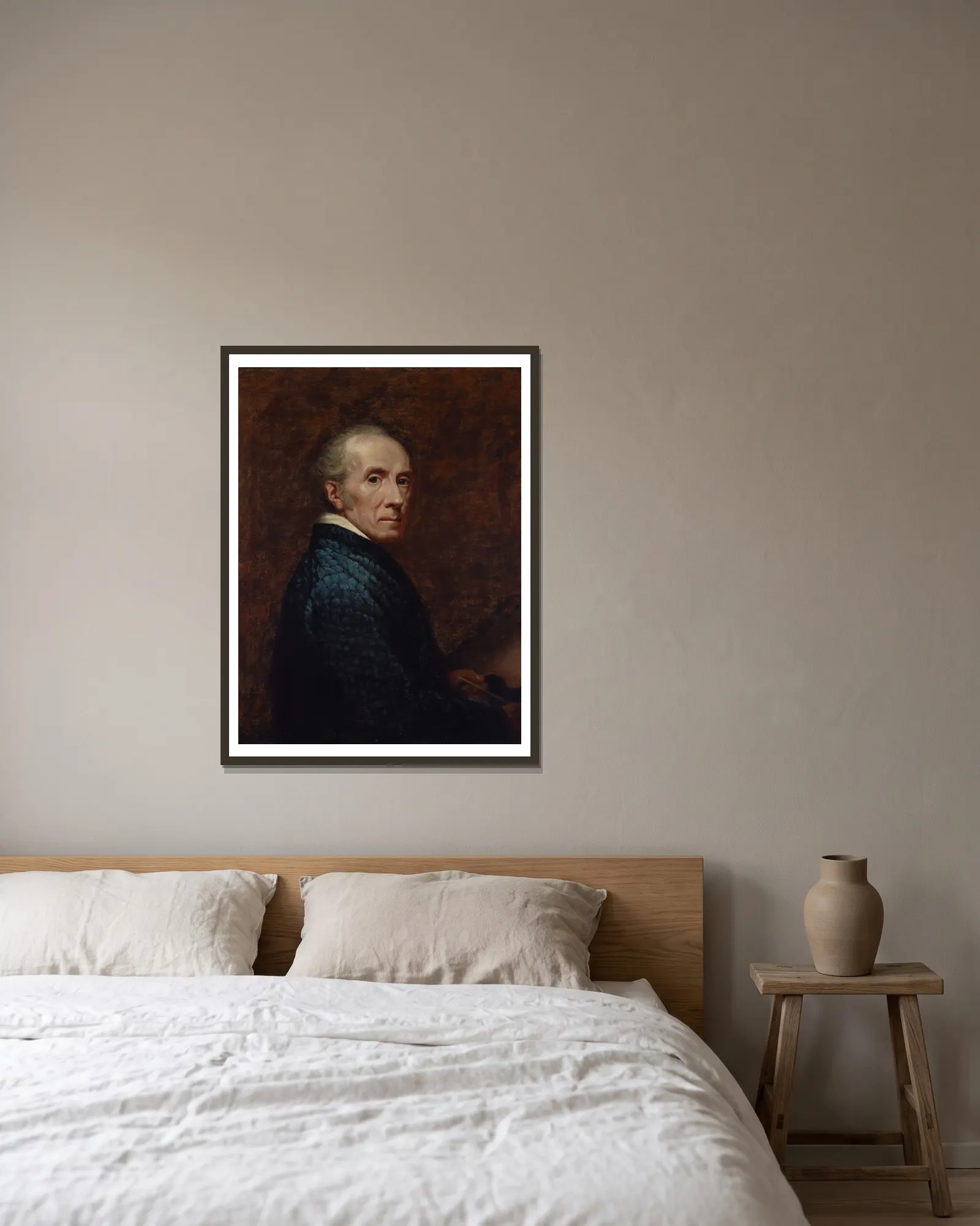 Self-portrait av James Northcote inramad på en vägg