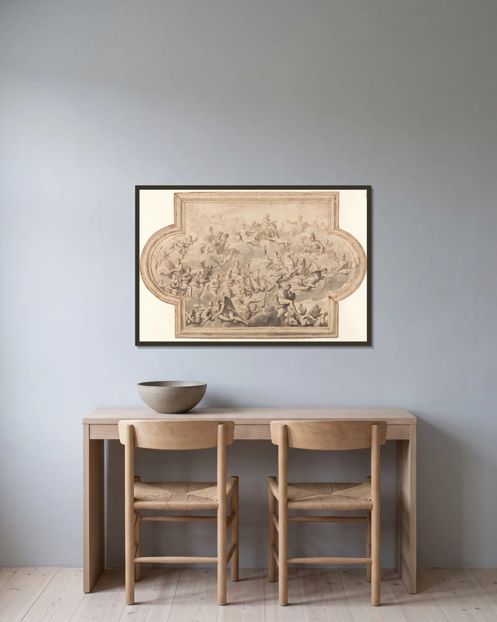 Design for a Ceiling av Sir James Thornhill inramad på en vägg