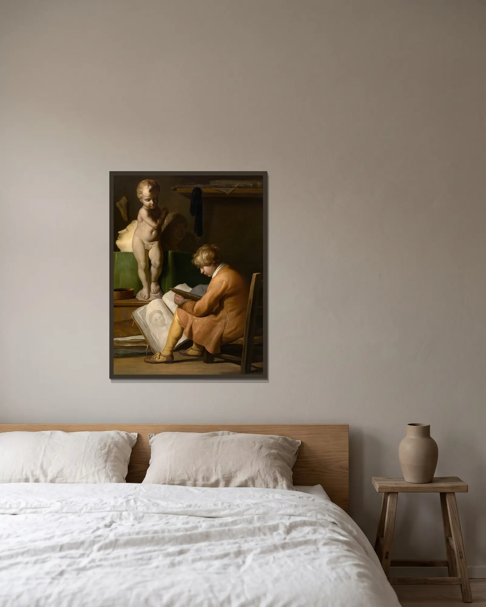 A Young Artist av Jan Lievens inramad på en vägg