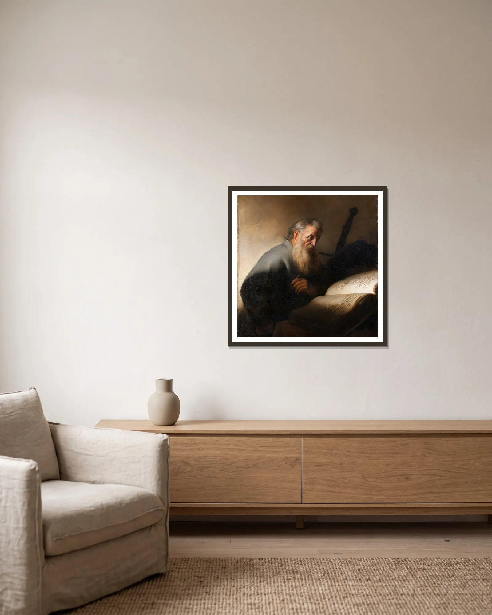 Apostle Paul av Jan Lievens inramad på en vägg