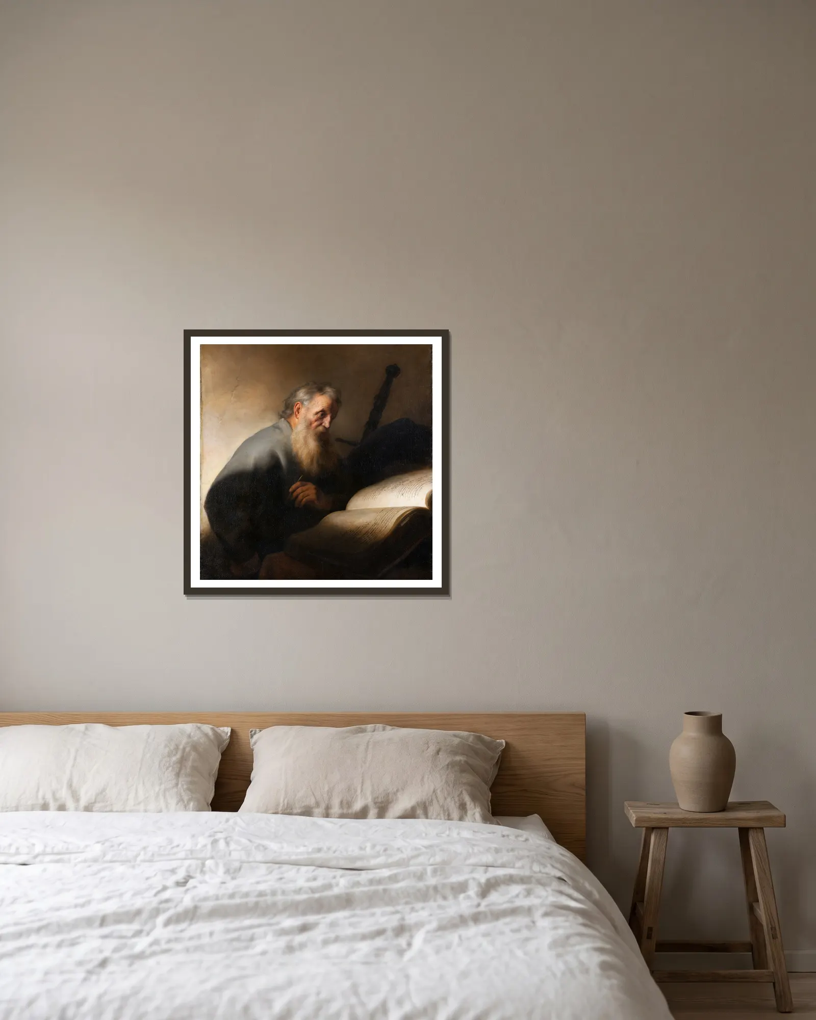 Apostle Paul av Jan Lievens inramad på en vägg