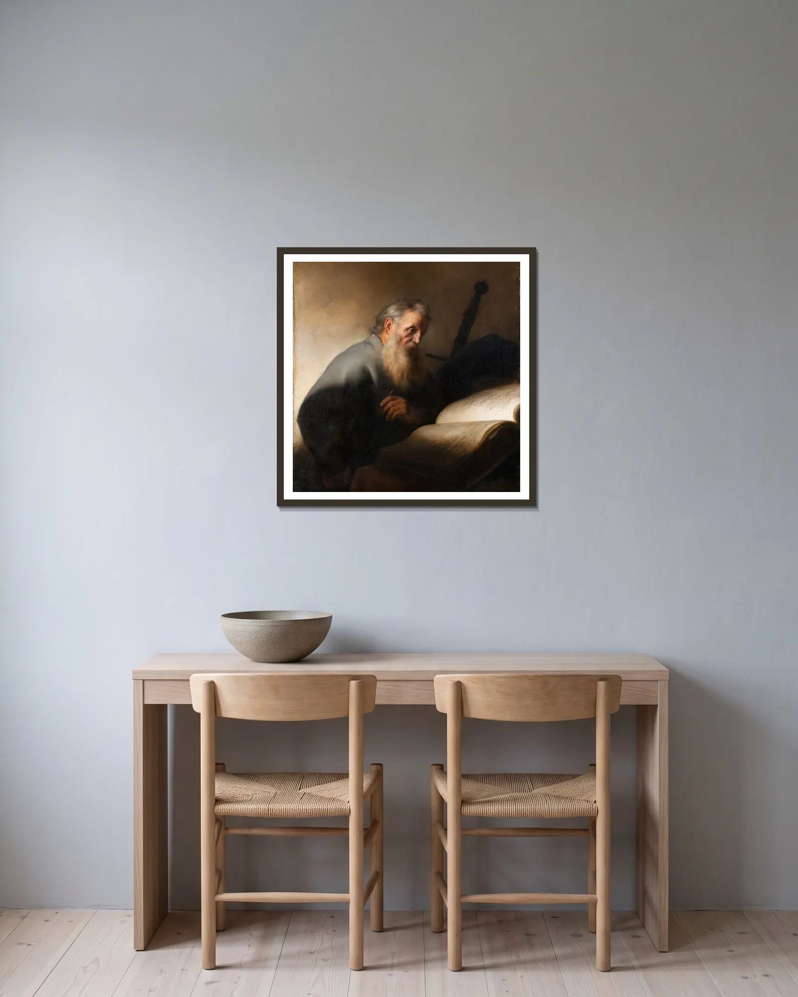 Apostle Paul av Jan Lievens inramad på en vägg