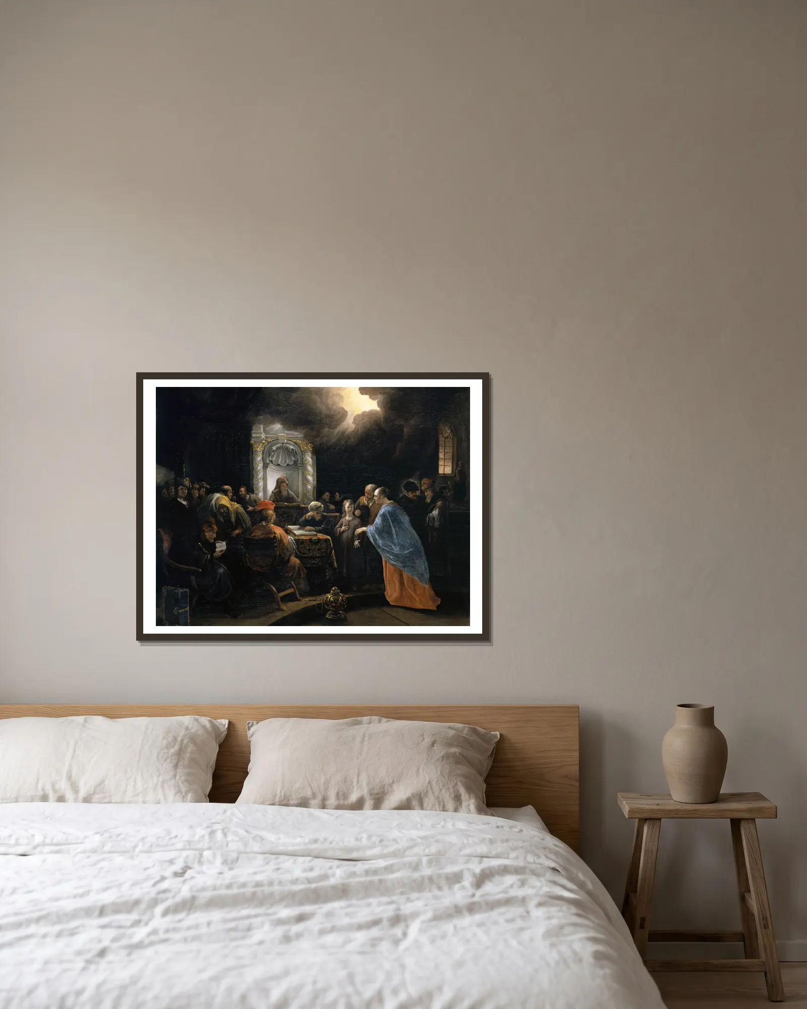 Christ among the Doctors av Jan Steen inramad på en vägg