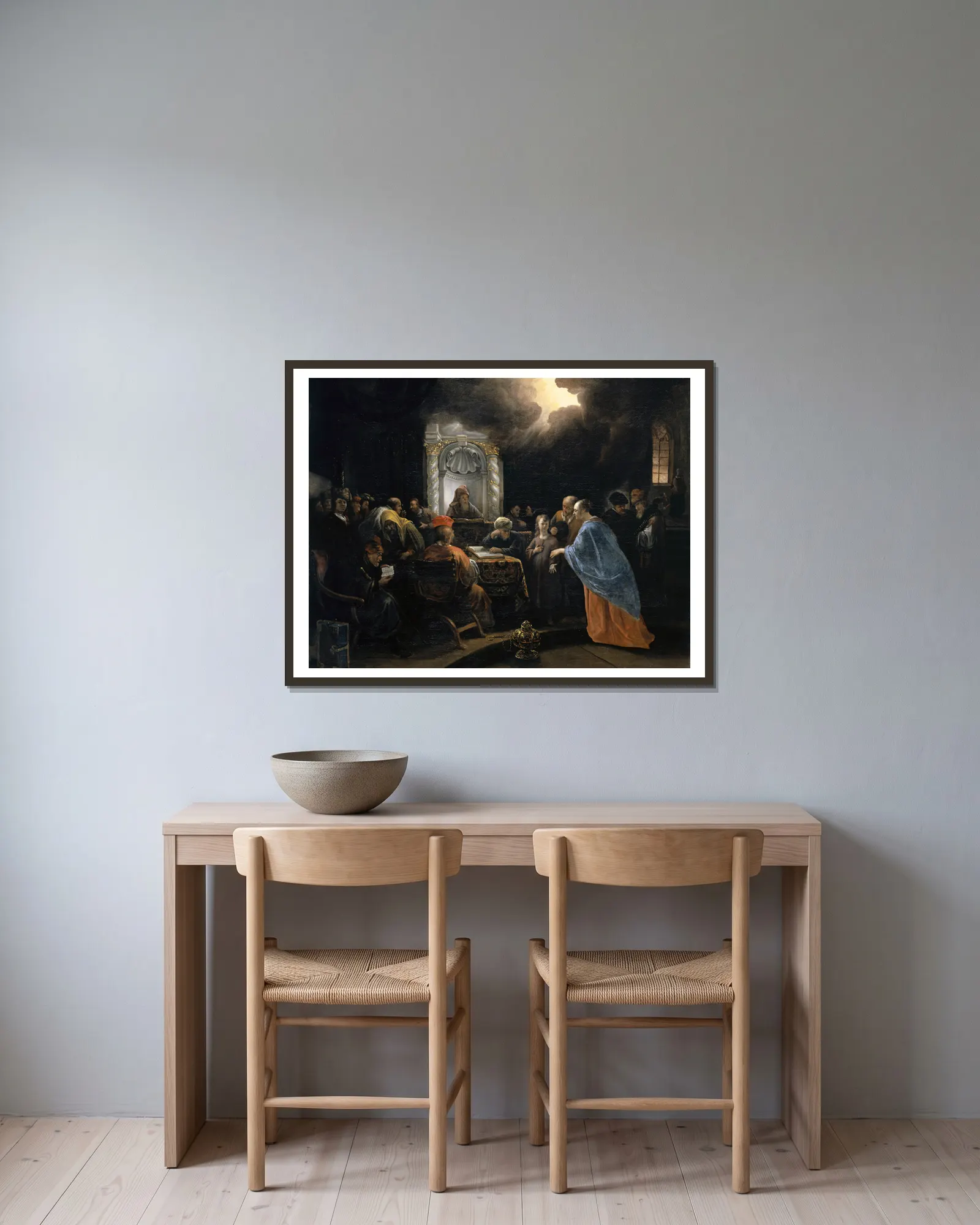 Christ among the Doctors av Jan Steen inramad på en vägg
