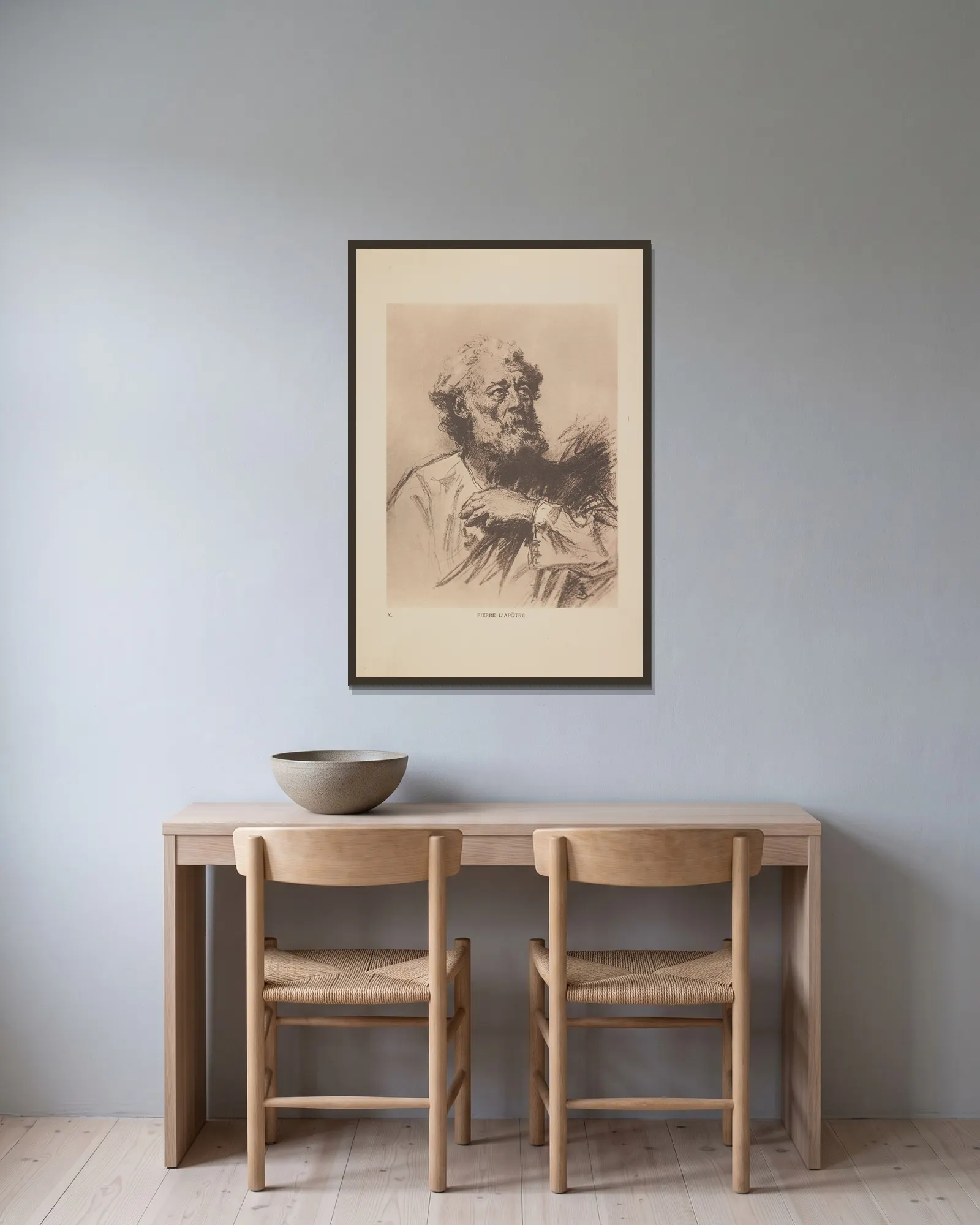 Pierre L’apôtre av Jan Styka inramad på en vägg