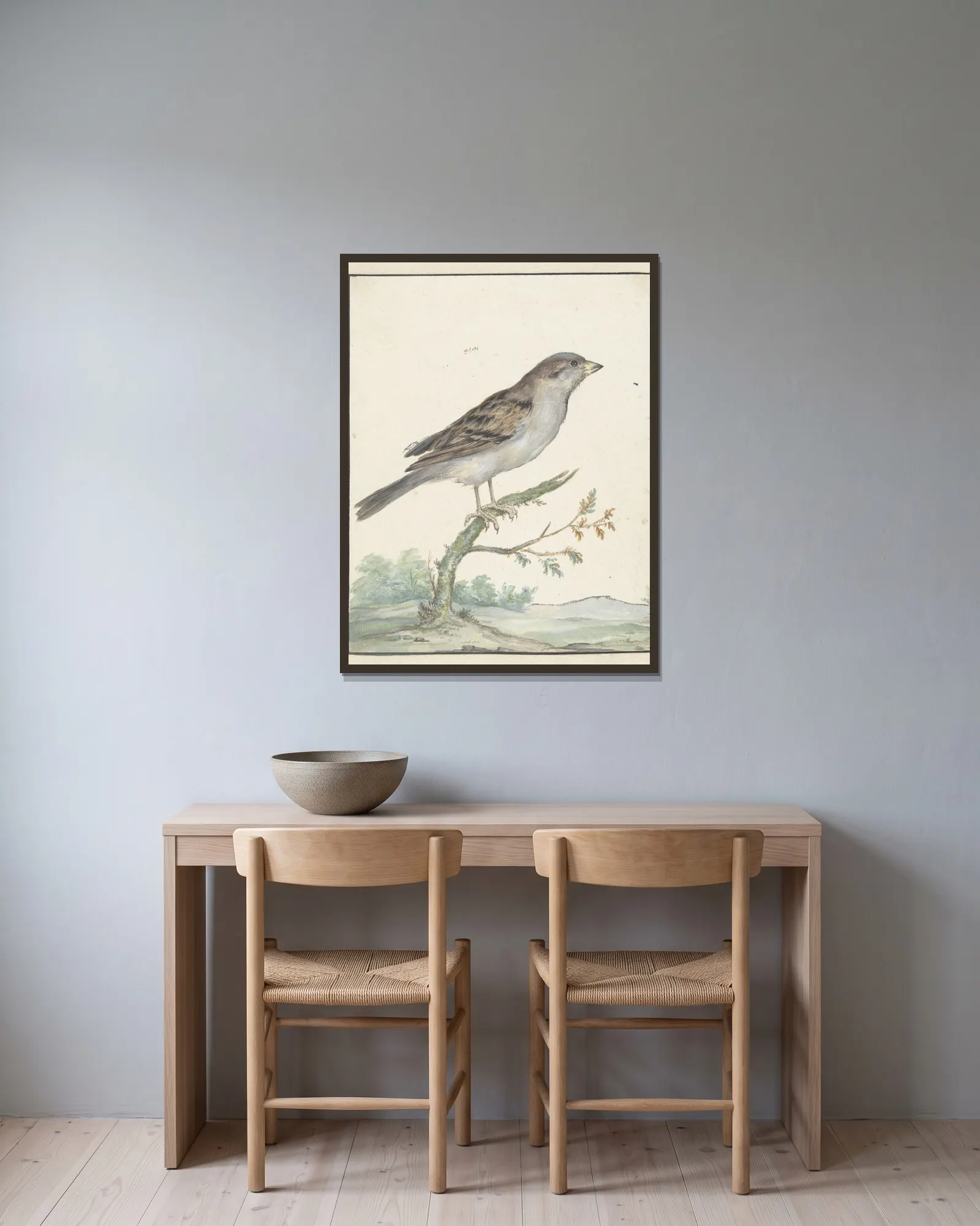 Huismus av Jan Weenix inramad på en vägg
