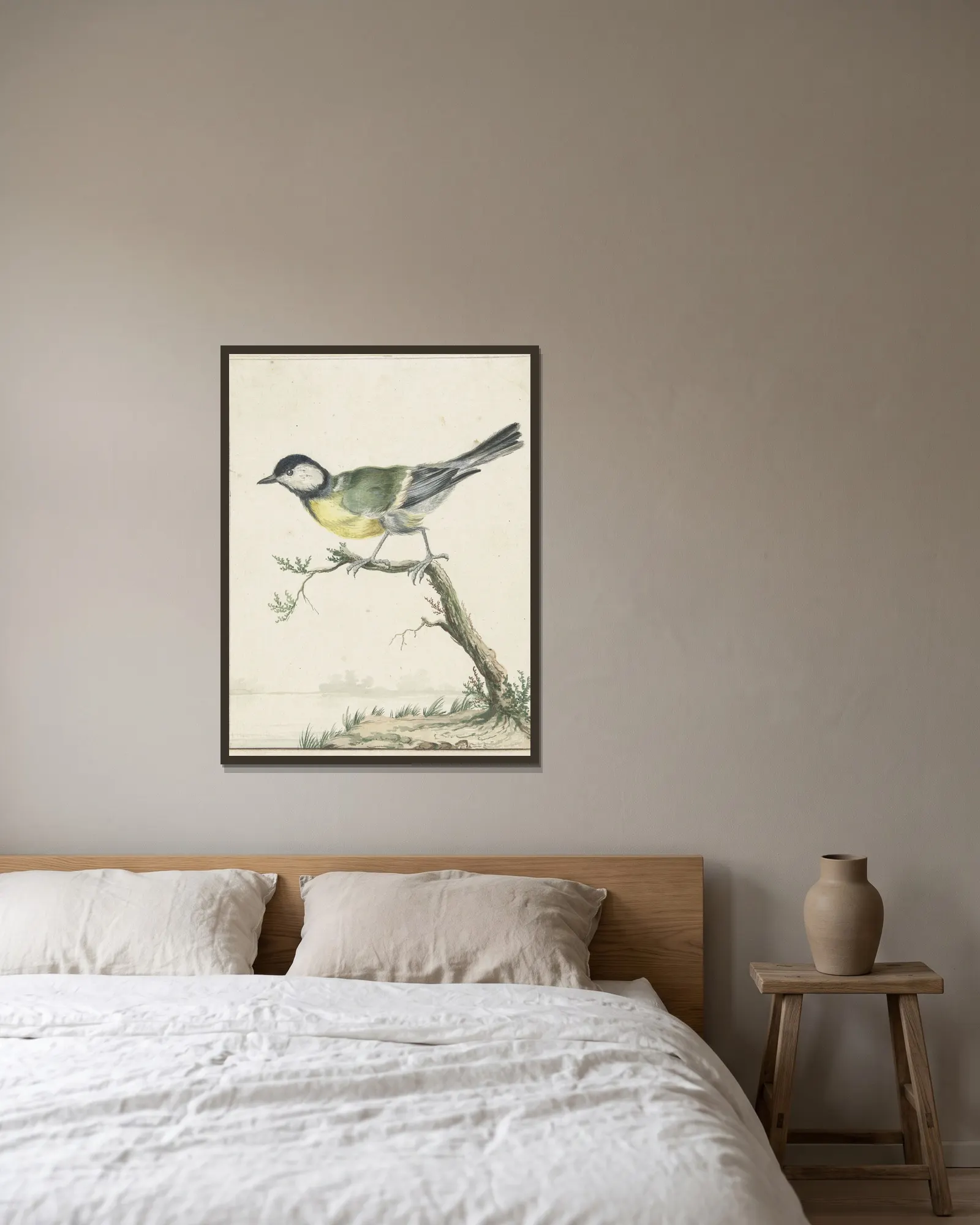 Koolmees av Jan Weenix inramad på en vägg