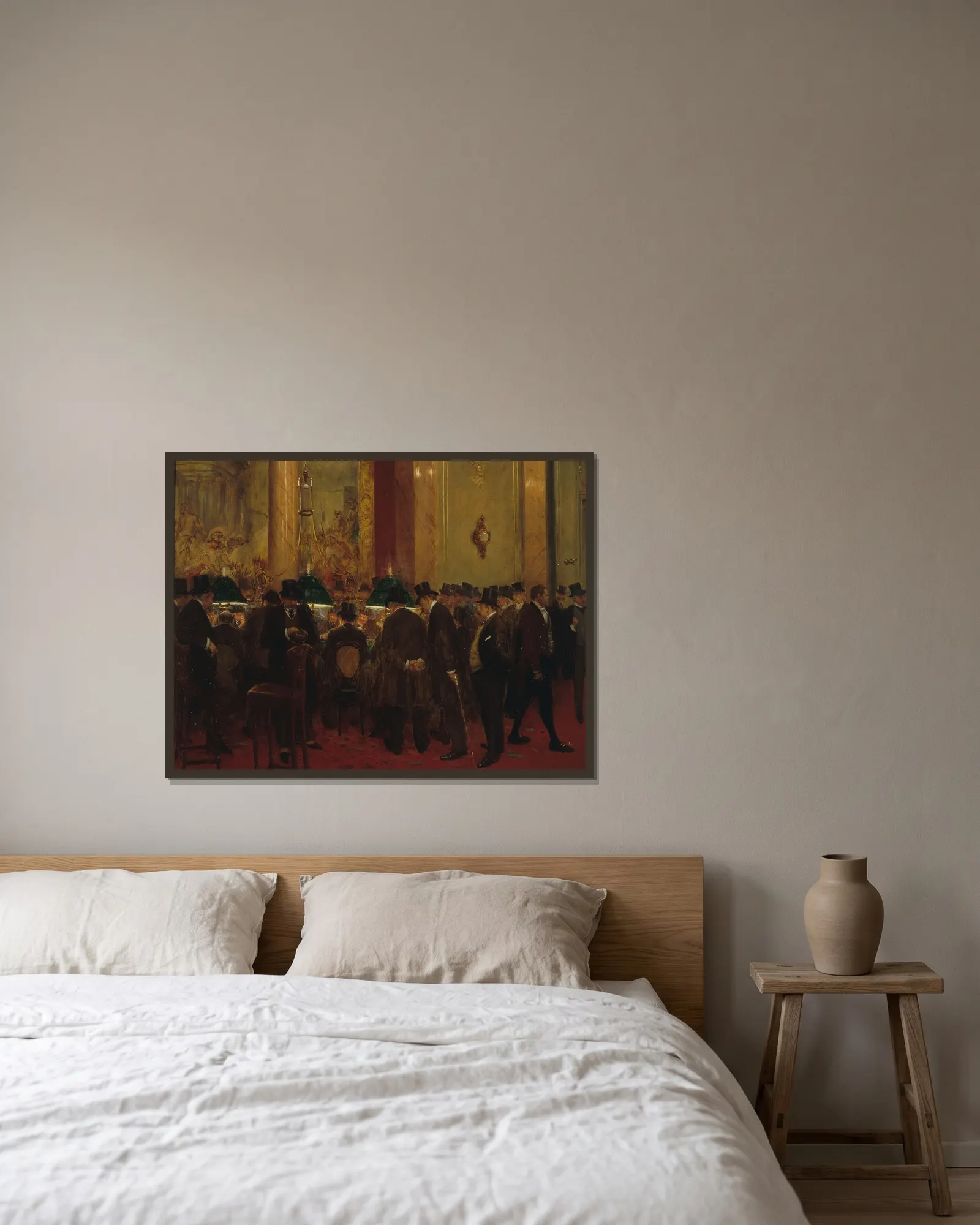Au cercle av Jean Béraud inramad på en vägg