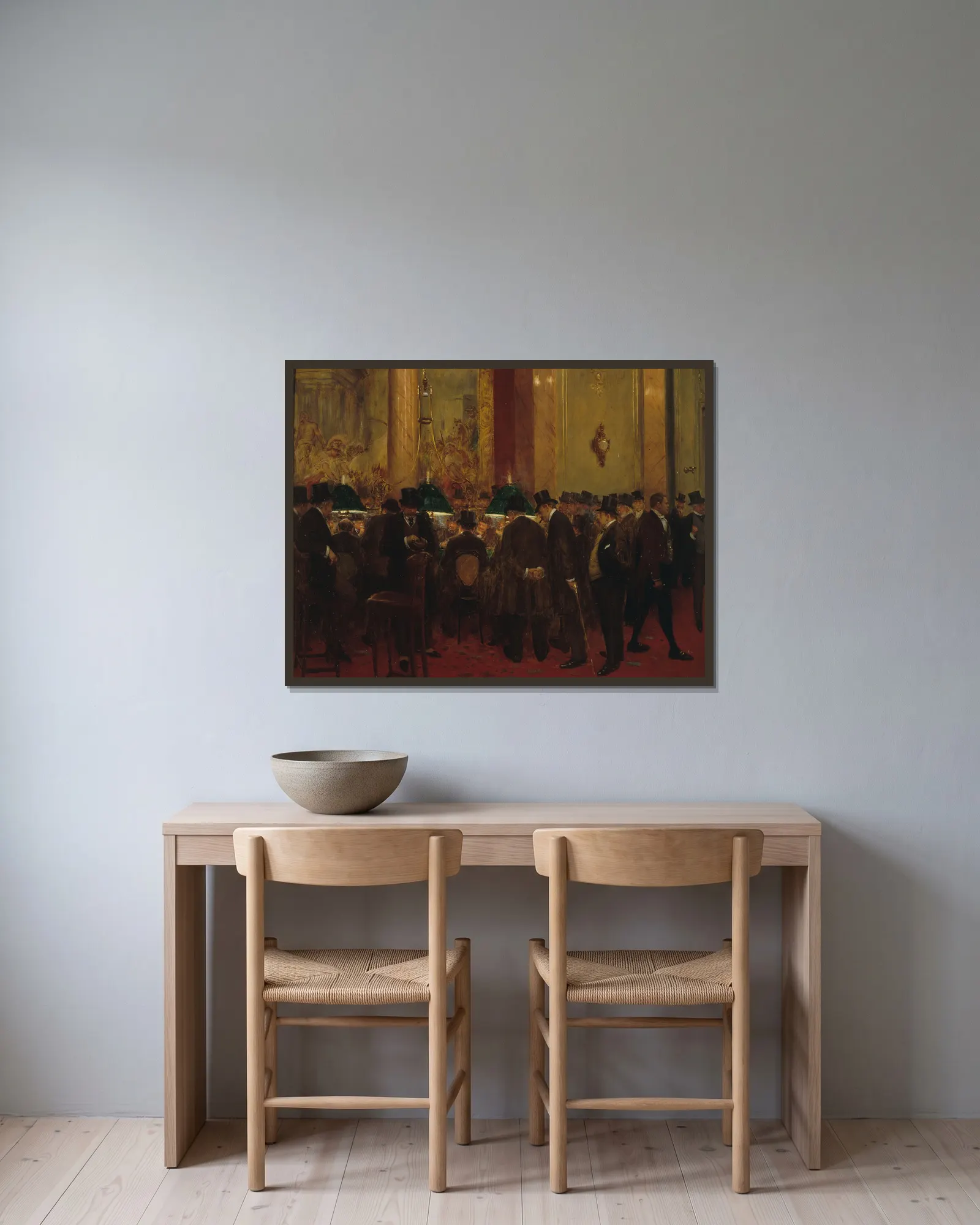 Au cercle av Jean Béraud inramad på en vägg