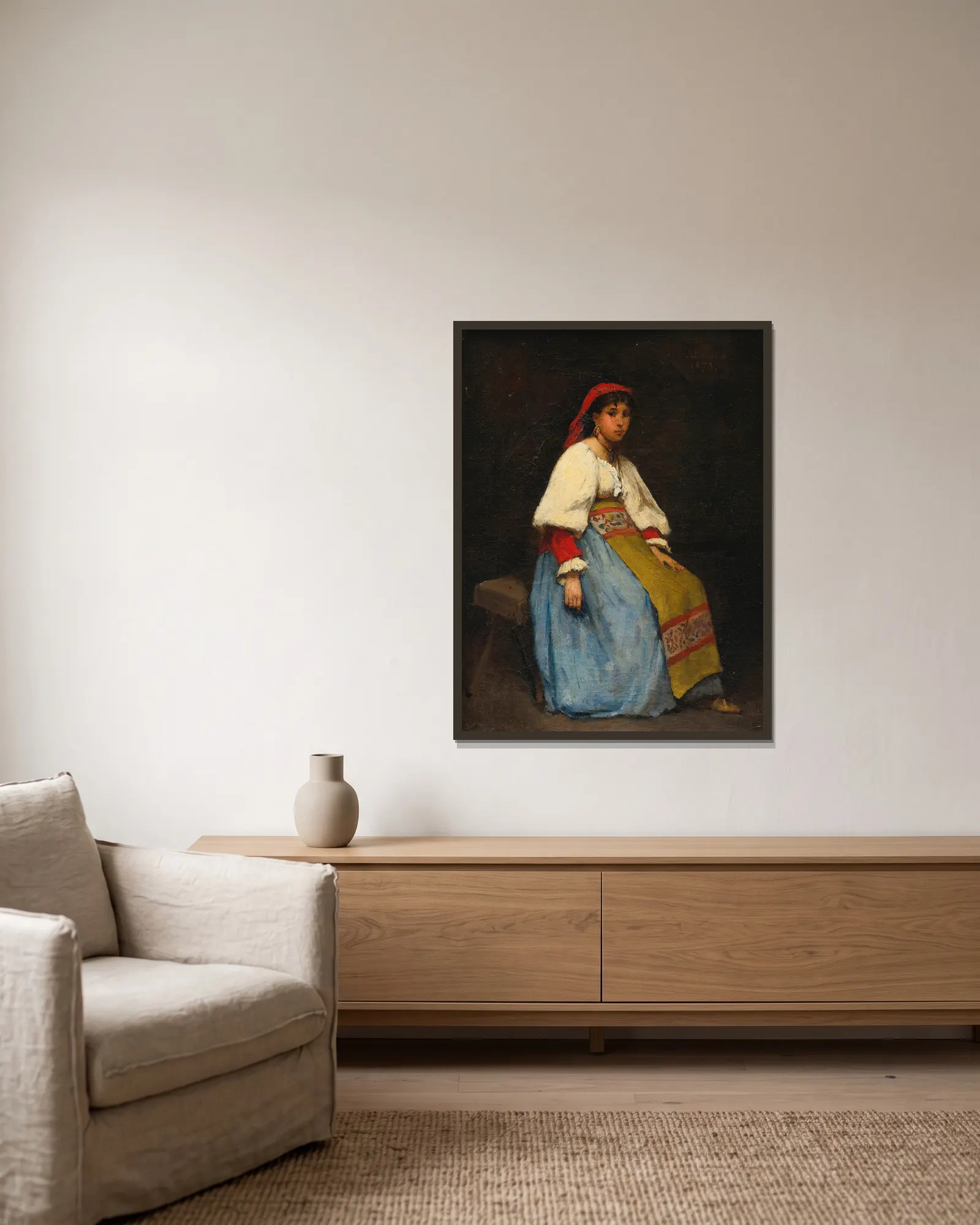 L’Italienne av Jean Béraud inramad på en vägg