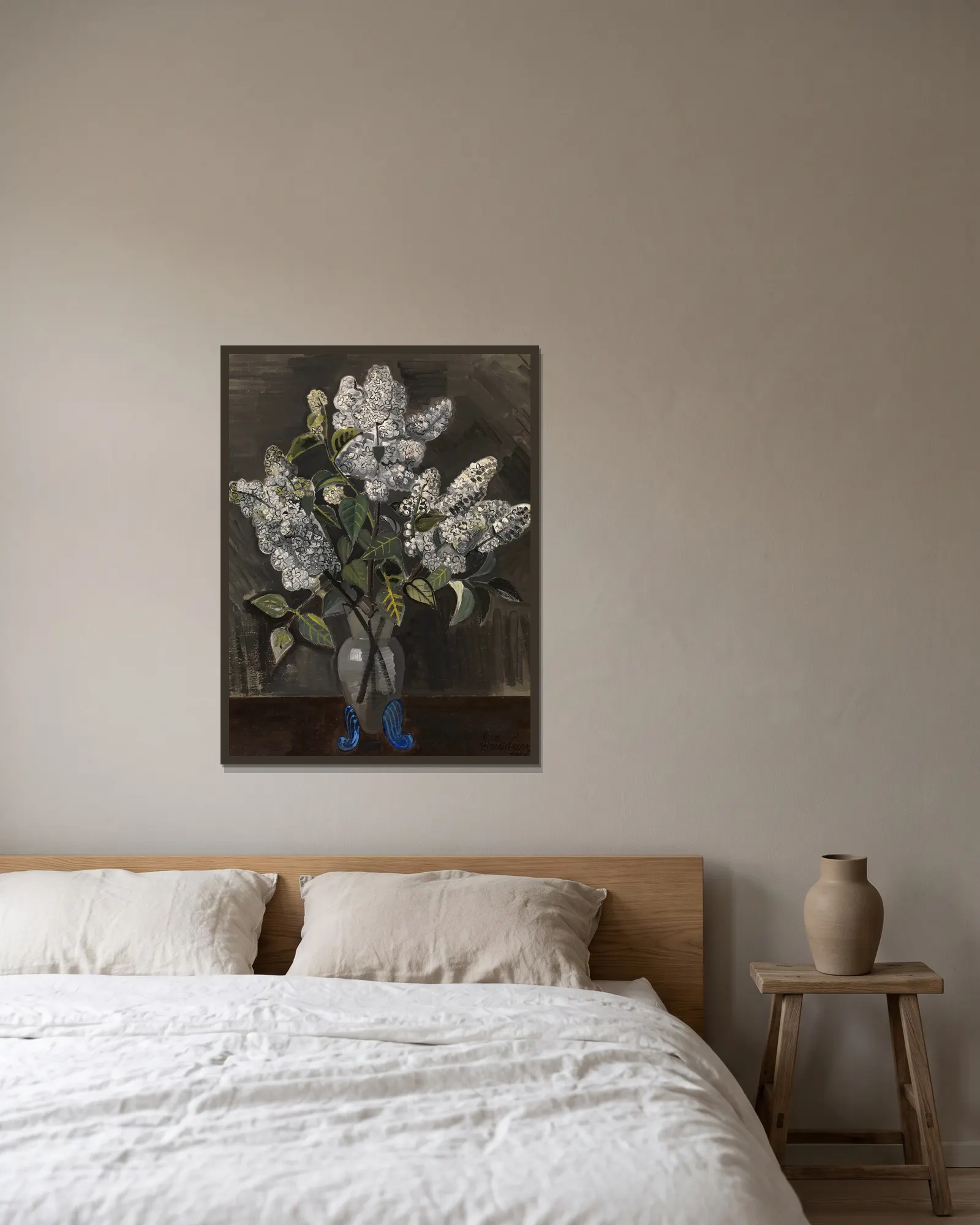 Lilacs av Jean Brusselmans inramad på en vägg